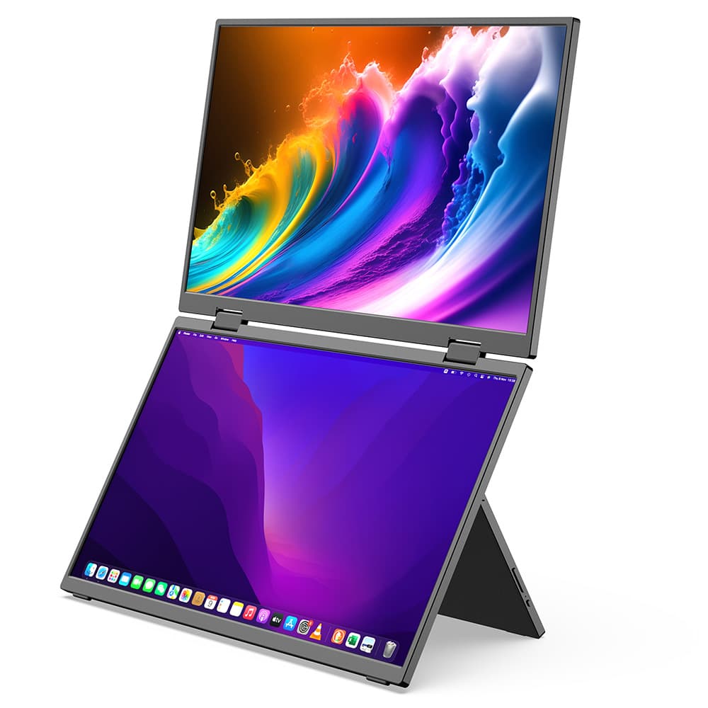 MINIX SF15 składany przenośny monitor, podwójny ekran IPS 15,6 cala 1920*1080, HDR, kąt widzenia 178°, wbudowane głośniki