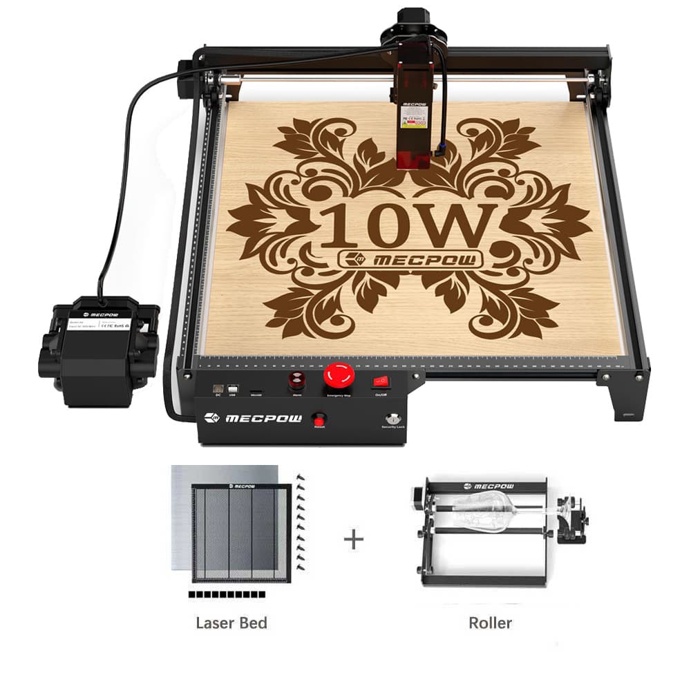 Grawer laserowy Mecpow X3 Pro 10W z systemem wspomagania powietrza G3 Pro Rolka obrotowa H44 Łóżko laserowe