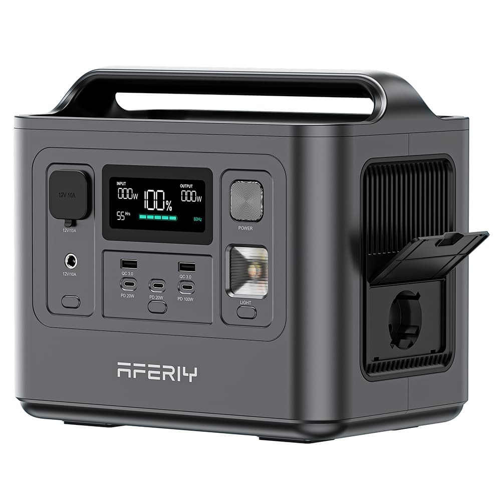 Przenośna elektrownia AFERIY P010, generator zewnętrzny 800 W, 512 Wh, 8 wyjść, 1,5 godziny pełnego ładowania, 3500 cykli, akumulator LiFePO₄