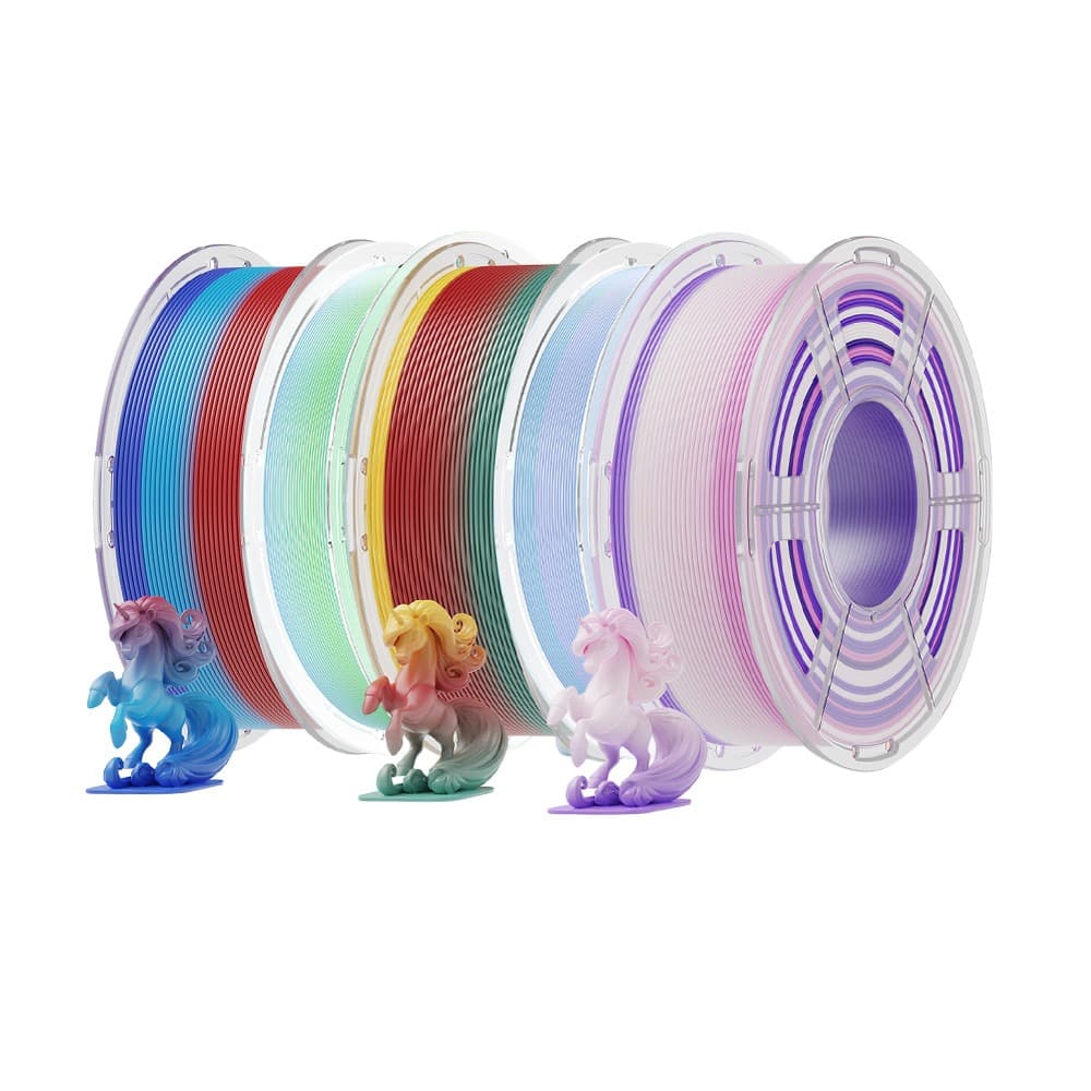 Filament PLA Mecpow 5 kg (2 kg matowy PLA o wysokiej prędkości, 3 kg PLA) – tęczowy
