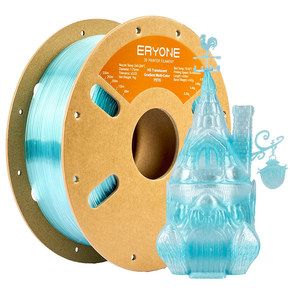 Filament PETG ERYONE High Speed, transparentny, gradientowy, wielokolorowy, 1 kg, jasnoniebieski