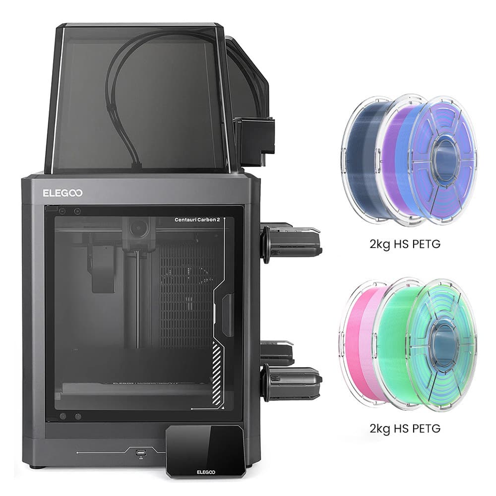 Drukarka 3D Elegoo Centauri Carbon 2 Combo, 4 kg, filament HS PETG – różowo-biały/niebiesko-fioletowy/indygo-biały/niebiesko-zielony
