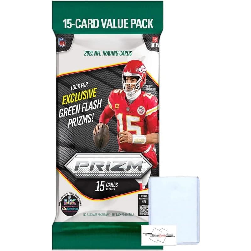 TEMU 2025 Panini Prizm Football Fat Pack With 15 Trading Cards + And Streetcards Magnet!