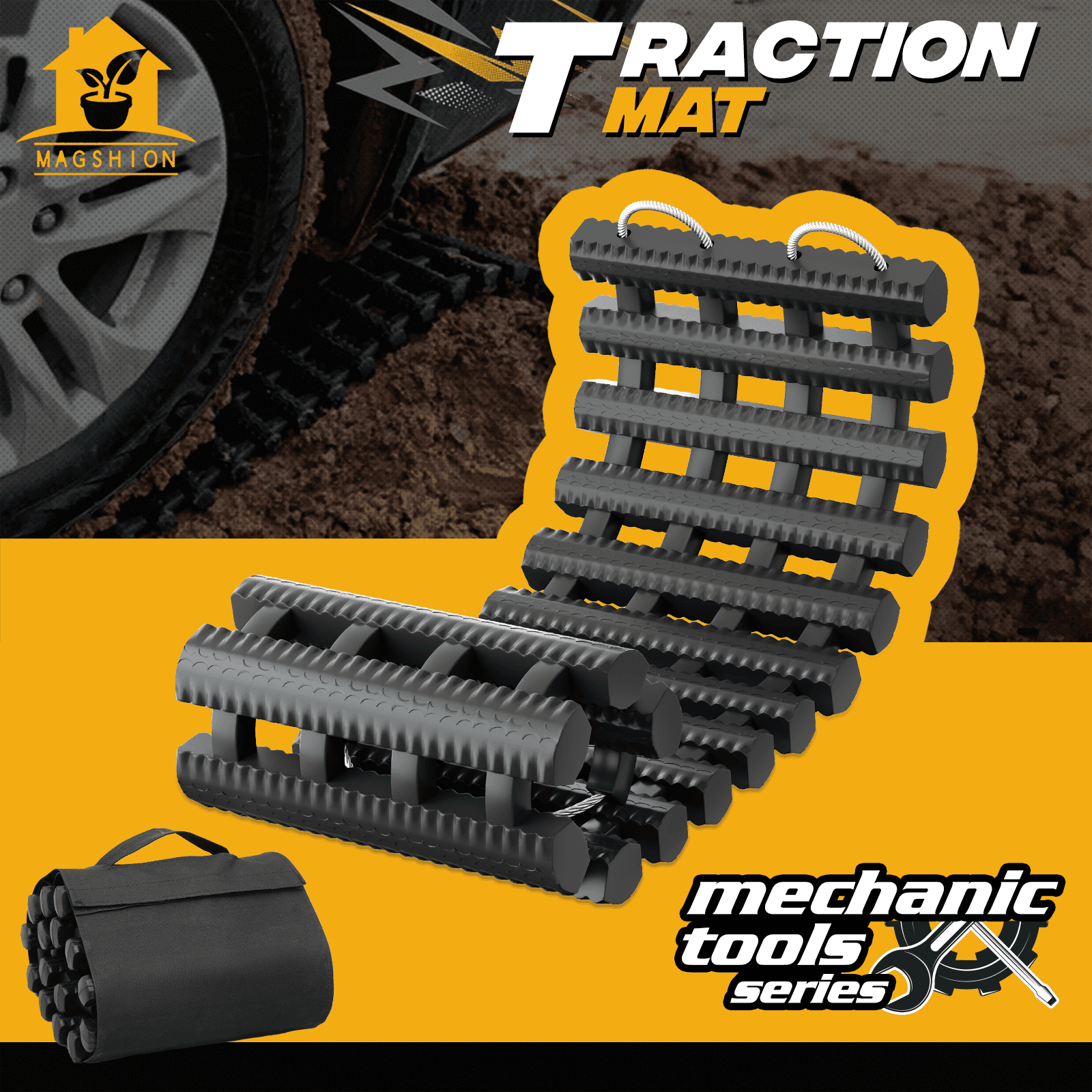 TEMU Industrial & Scientific>hydraulics, & Plumbing>pneumatic Equipment>pneumatic Accessories24 Inch Tire Traction Mat Recovery Ladder Chains Portable Emergency Device For Pickups Mud Sand