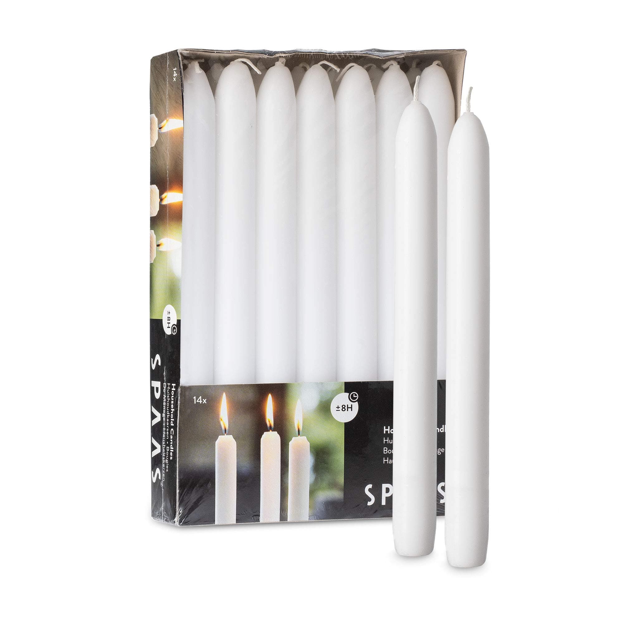 TEMU 9" White Tapered Candlesticks - Pack Of 14 White Taper Candles - Burning - Candlesticks For Christmas Home Decoration, Wedding, Holiday And Parties