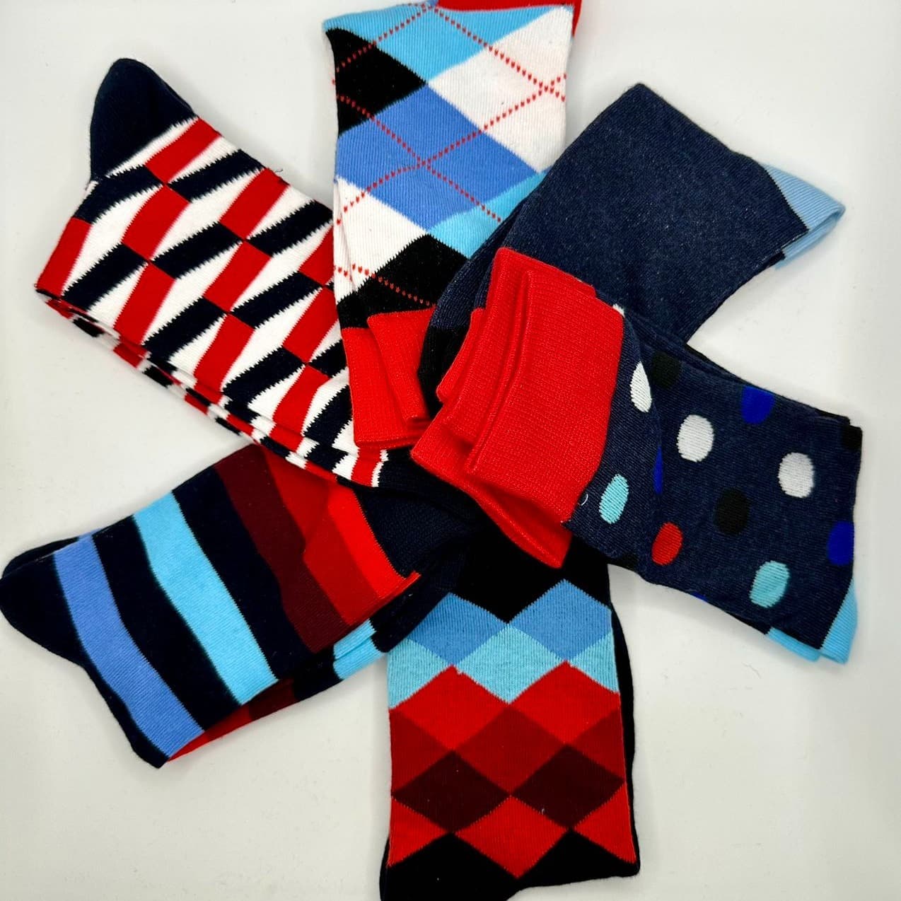 TEMU Men's Dress Colorful Combed Cotton Crew Socks 6 Pack - Size 8-11