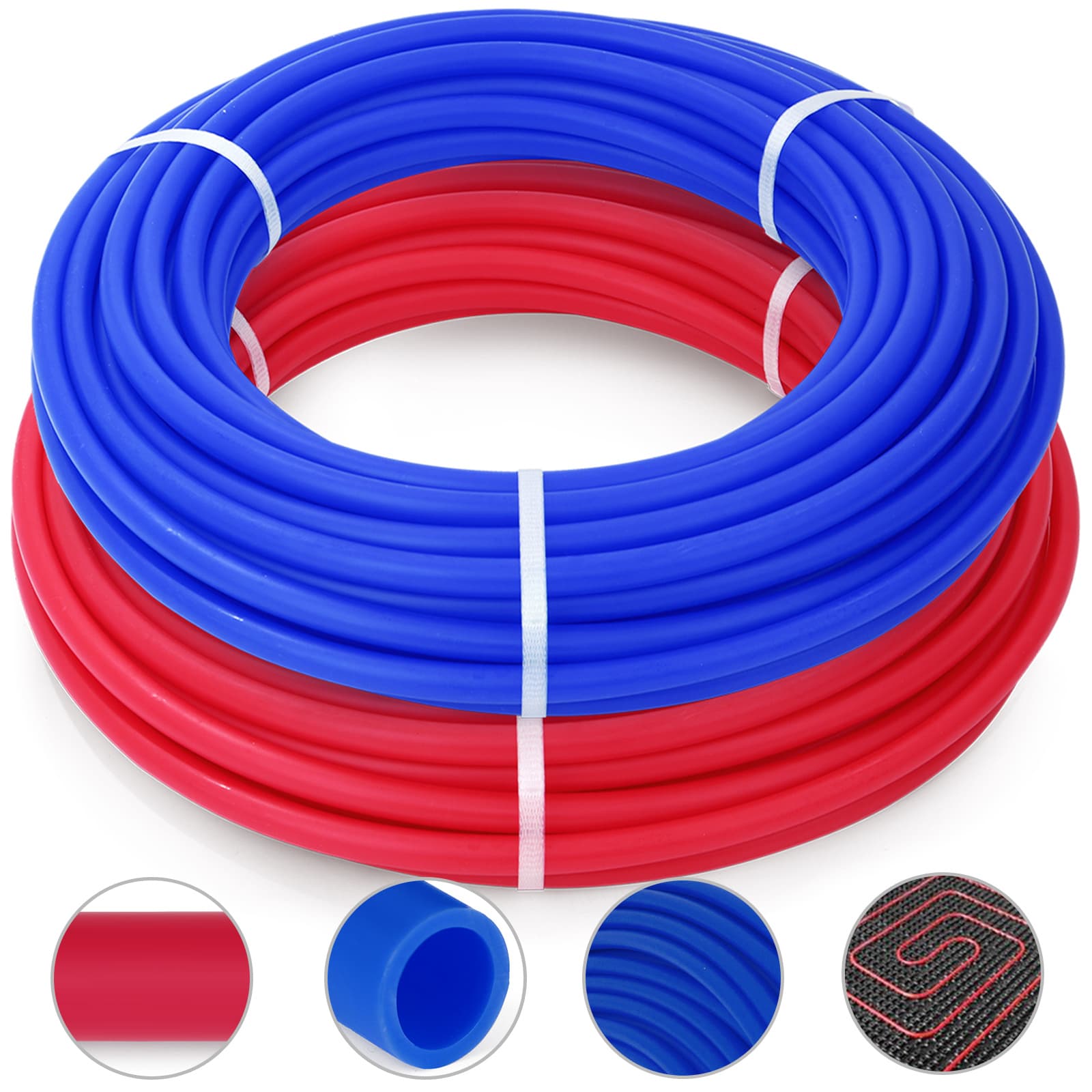 TEMU Vevor Pex Tubing Pipe 2 Rolls Of 1/2 Inch X Feet Pex Tubing Non Oxygen Barrier Pex Pipe Heat Floor Heating Plumbing Cold And Hot Water Tubing