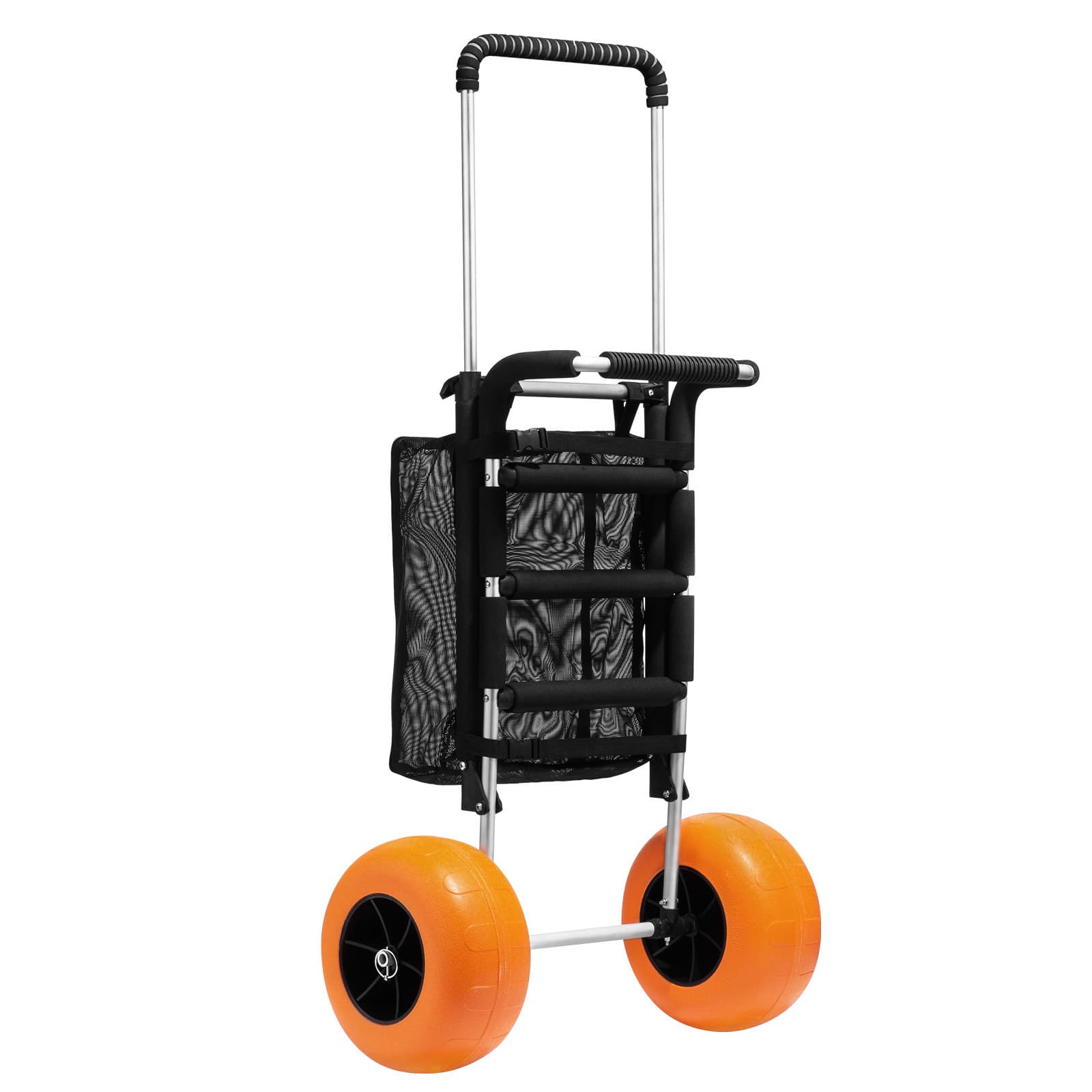 TEMU Vevor Beach Dolly With For Sand, 29.9" X 15.4" Cargo Deck, W/ 12" Foam Wheels, 165lbs Loading Capacity Folding Sand Cart & 27" To 44.7" Adjustable Height, Heavy Duty Cart For Beach