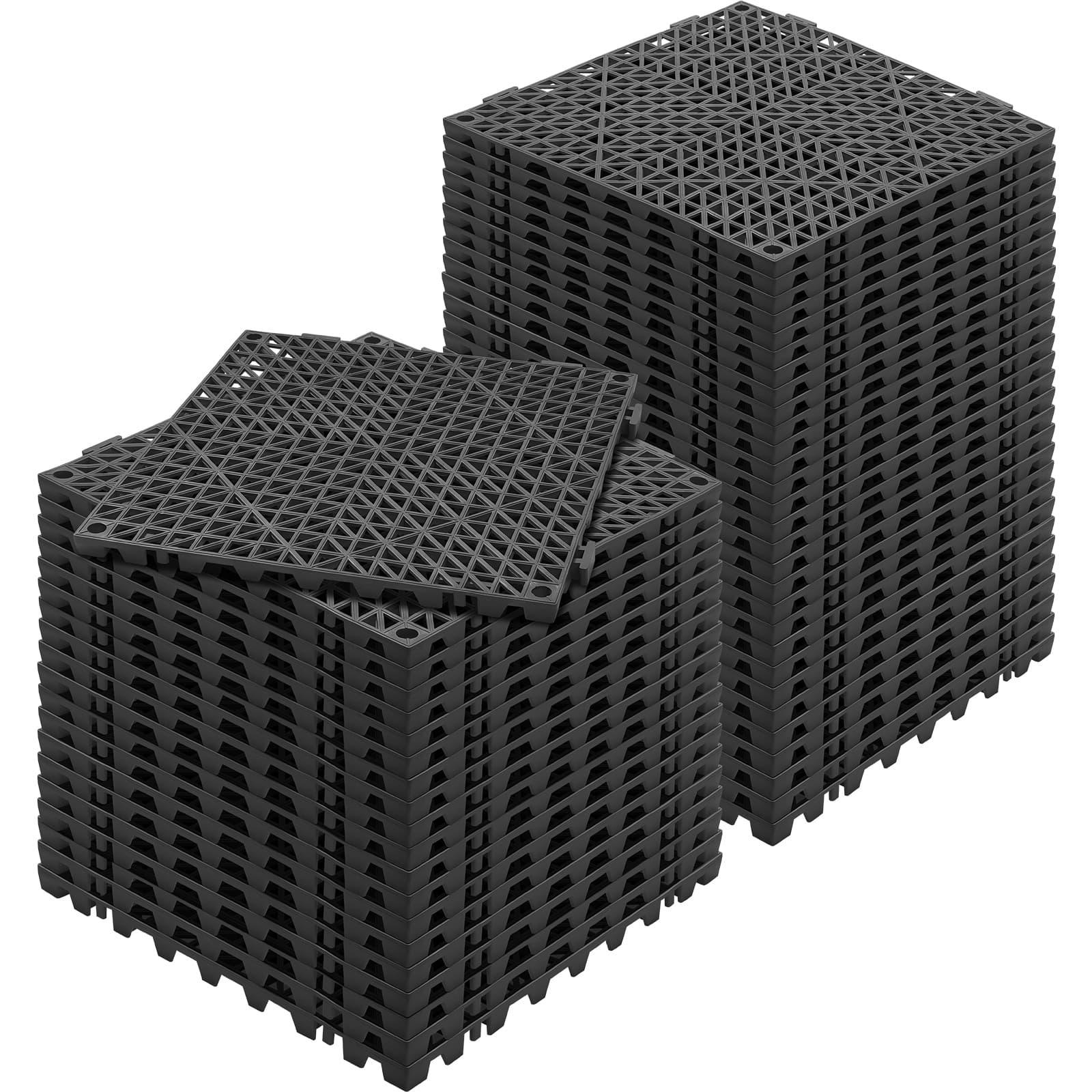 TEMU Vevor Modular Interlocking Cushion, 50 X 30 Cm Splicing Drainage Mats, Soft Pvc Interlocking Drainage Floor Tiles, Non-slip Drainage Hole For Restroom, Bathroom, Kitchen, Pool, Wet Area, Black
