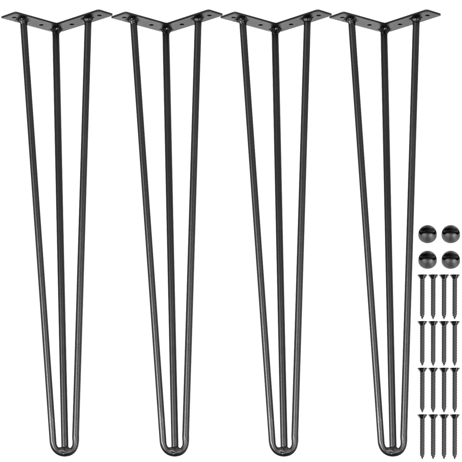 TEMU Vevor Hairpin Table Legs 24" Black Set Of 4 Desk Legs 880lbs Load Capacity (each 220lbs) Hairpin Desk Legs 3 Rods For Bench Desk Dining End Table Chairs Carbon Steel Diy Heavy Duty Furniture Legs