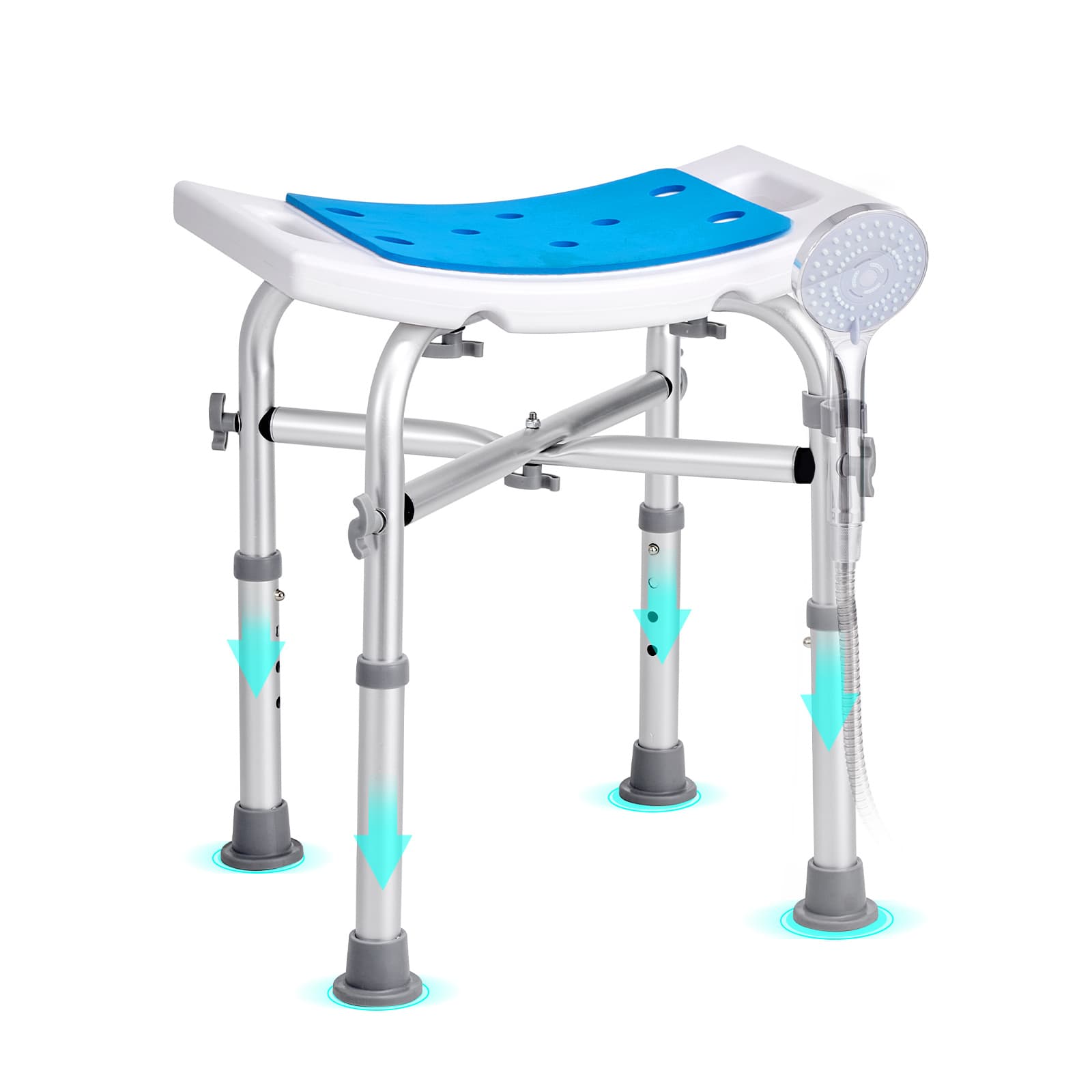TEMU Vevor Shower Chair For Inside Shower, Adjustable Height Shower Stool With Support, Shower Seat For Shower Tub, Non-slip Bench Bathtub Stool Seat For Elderly Disabled Adults Handicap, 500 Lbs