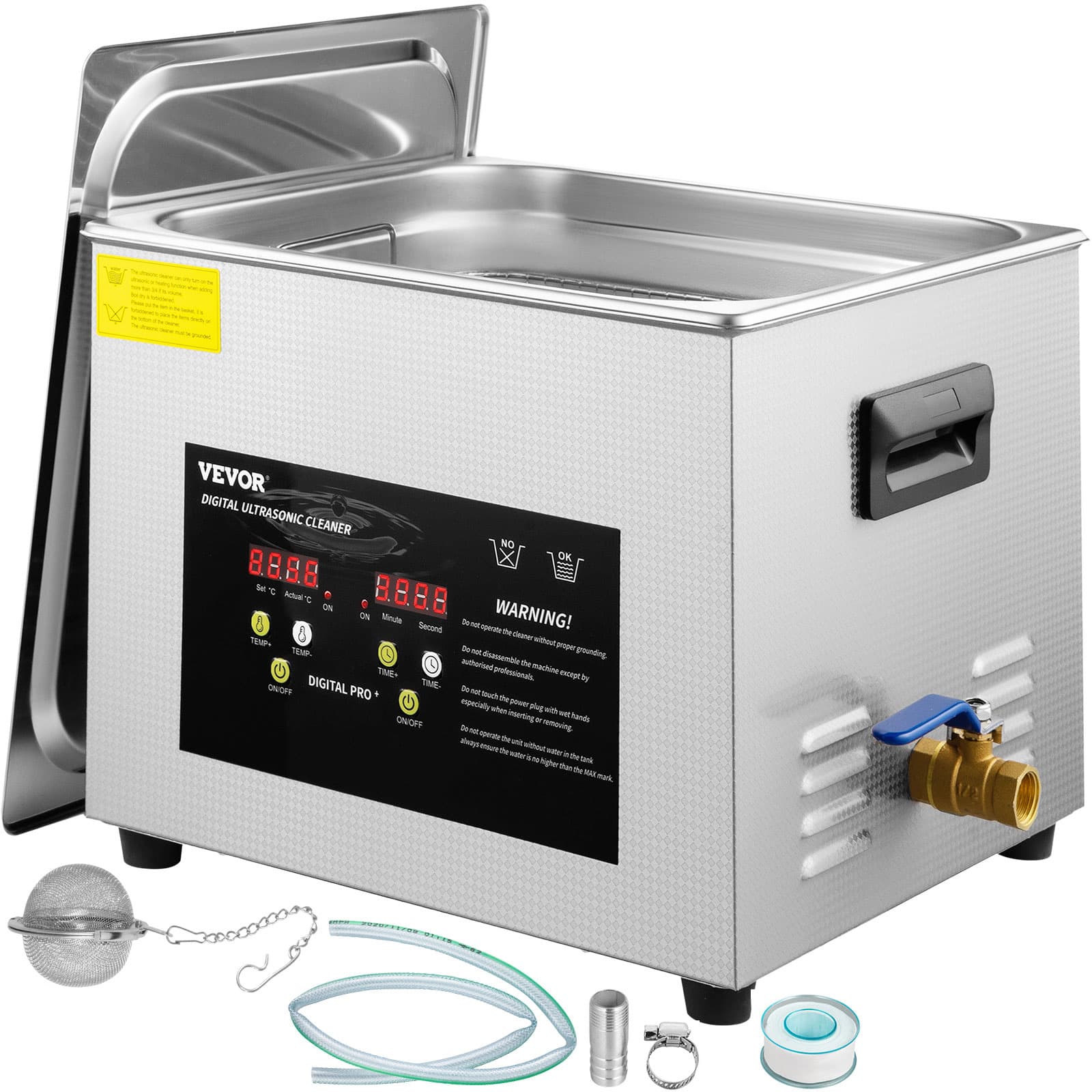 TEMU Vevor 10l/ 15l Digital Ultrasonic Cleaner Heater Timer 40khz Powerful Jewelry Eyeglasses Cleaning Machine