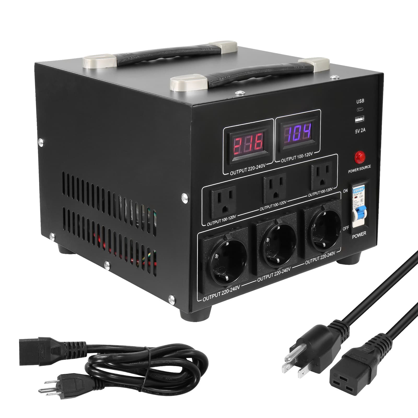 TEMU Vevor Transformer Step Up/down 220v-110v /110v-220v Fcc&etl Certificated 3000w 2 Led Voltage Converter