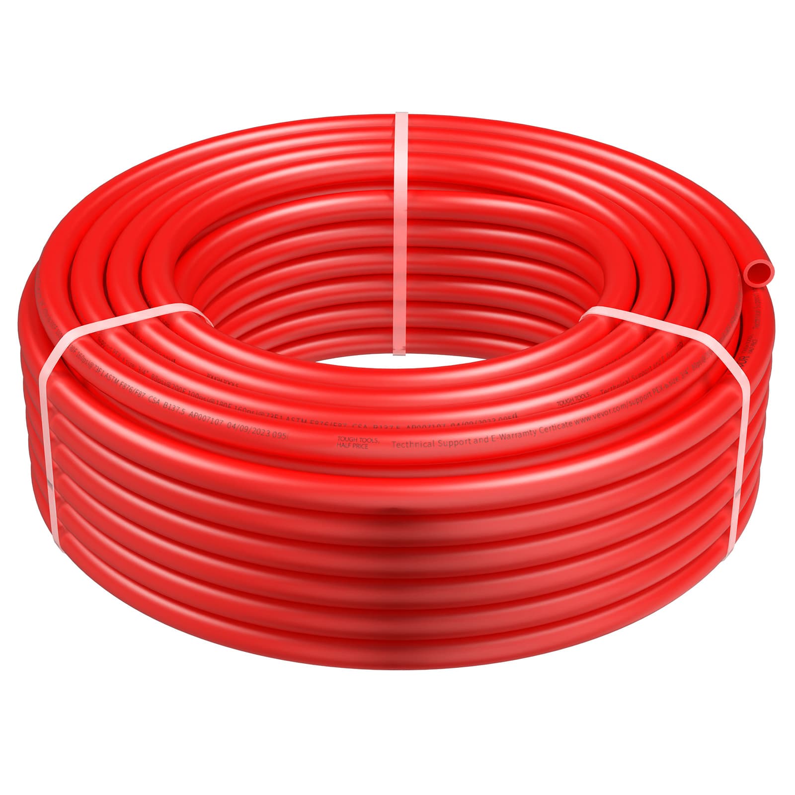 TEMU Vevor Pex Pipe 3/4 Inch, 100 Feet Length Pex-b Flexible Pipe Tubing For Potable Water, Pex For Hot/cold Water & Restore, Plumbing Applications With Free Cutter & Clamps, Red
