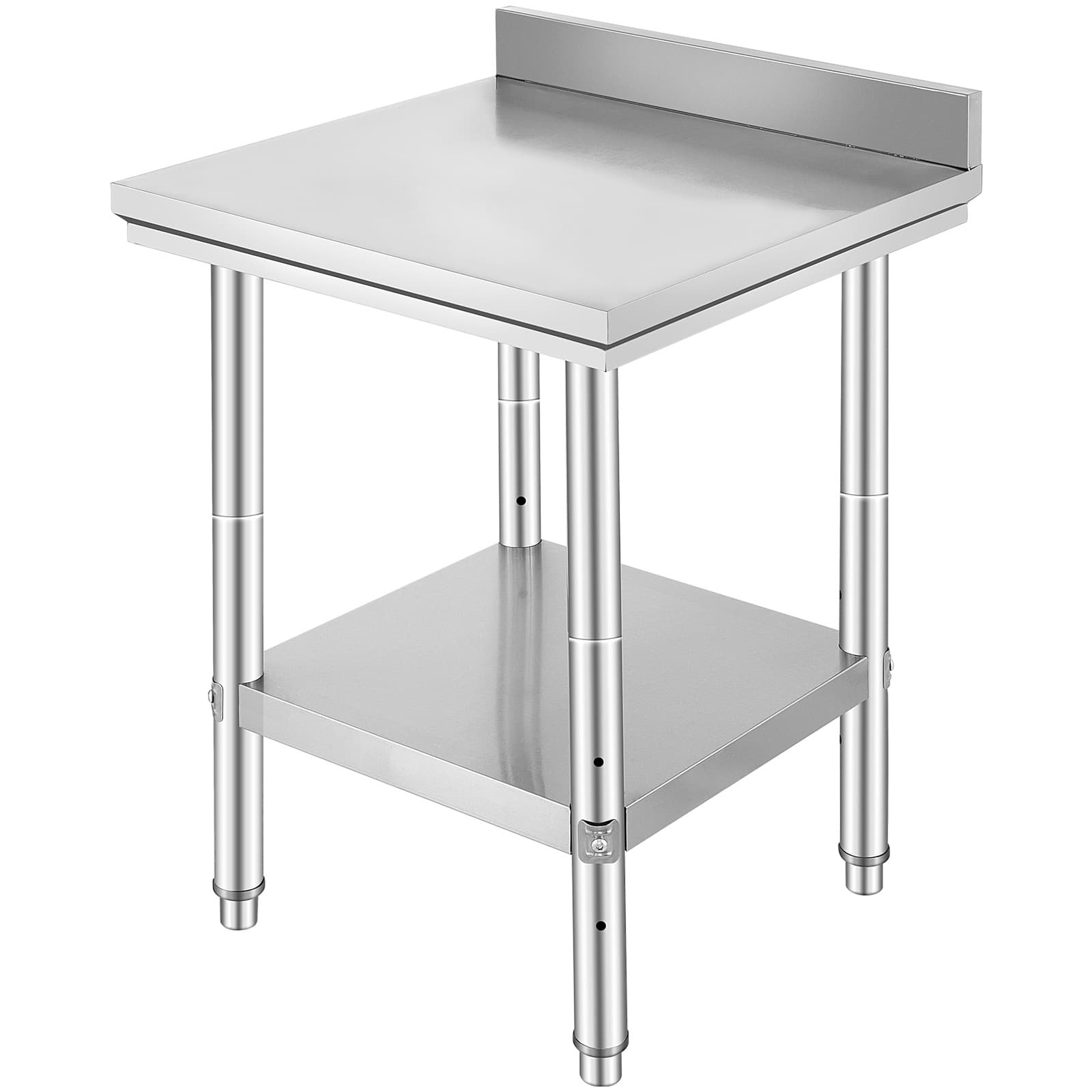 TEMU Vevor Work Table 24 X 24 X 34 Inches Work Table For Commercial Kitchen Prep Workbench 60x60x88cm With Lower Shelf Work Table Silvery For Commercial Kitchen Restaurant