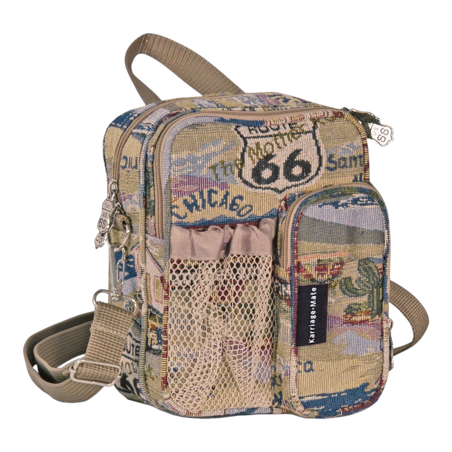 TEMU Stylish Compact Crossbody Sling Bag With Adjustable Strap, Durable Woven Fabric, Multiple Compartments, And Unique Travel Print For Everyday