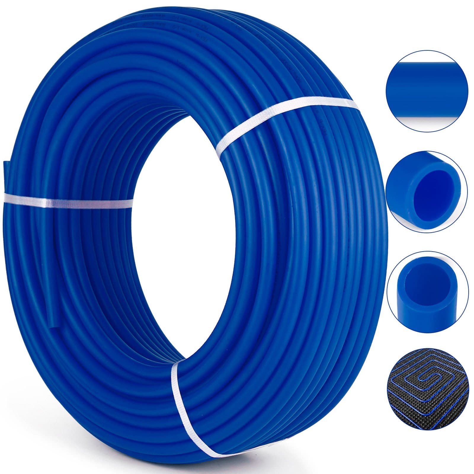 TEMU Vevor 3/4\ Pex Tubing 300ft Non-barrier Pex Pipe Blue Pex-b Tube Coil For Hot And Cold Water Plumbing Heating System Pex Tubing,3/4\ Non-barrier, 300ft/blue