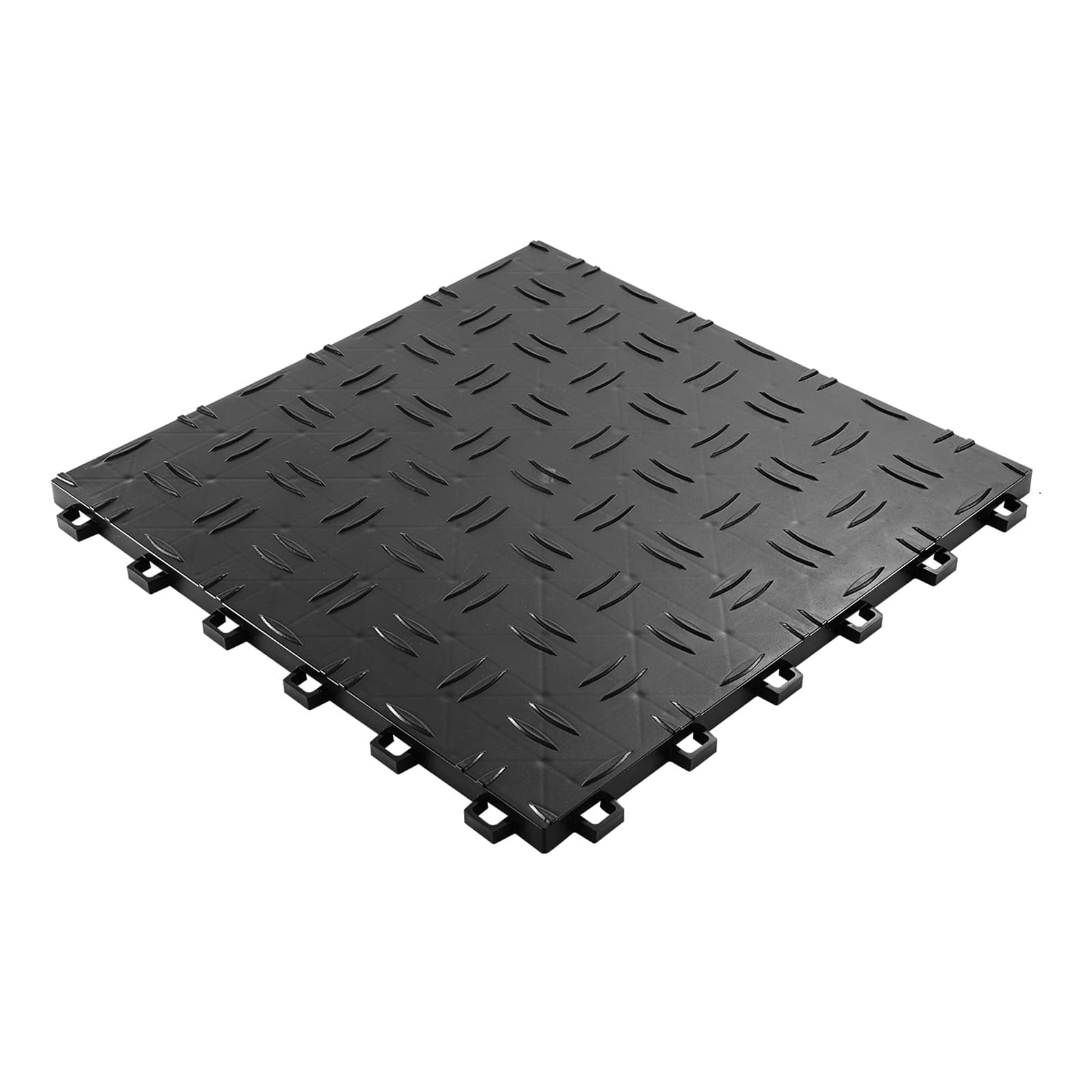 TEMU Vevor Garage Tiles Interlocking, 12 X 12 X 0.53 Inch 25 Pack Garage Floor Covering Tiles, Non-slip Double-sided Texture Garage Flooring Tiles, For Garages, Basements, Repair Shops, Black