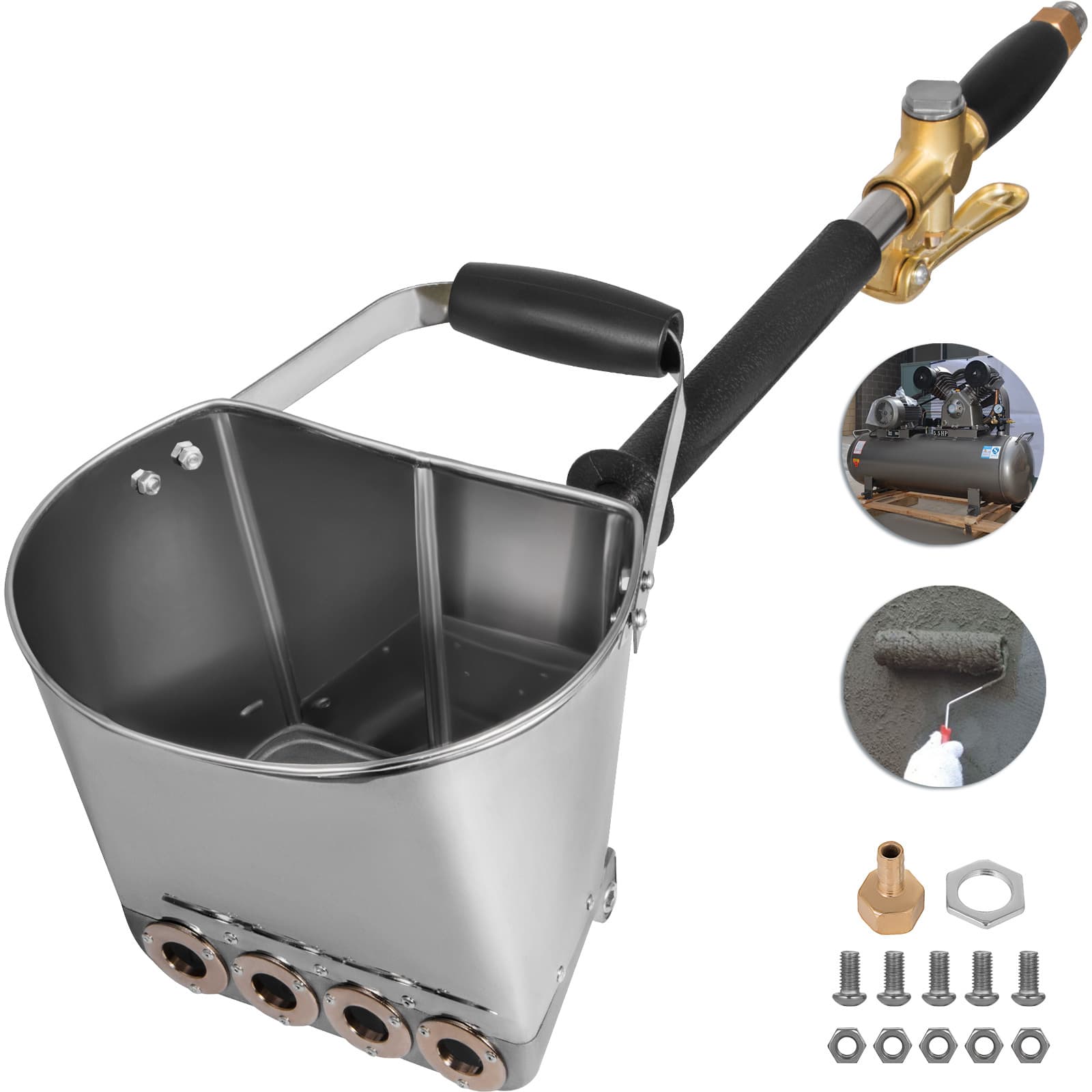 TEMU Vevor 4 Jet 3hp Stucco Sprayer Plaster Sprayer Cement Mortar Spray Gun Hopper Wall Paint Spray Gun Wall Painting Concrete Tool Manual Sprayer For Painting Wall Or Ceilings