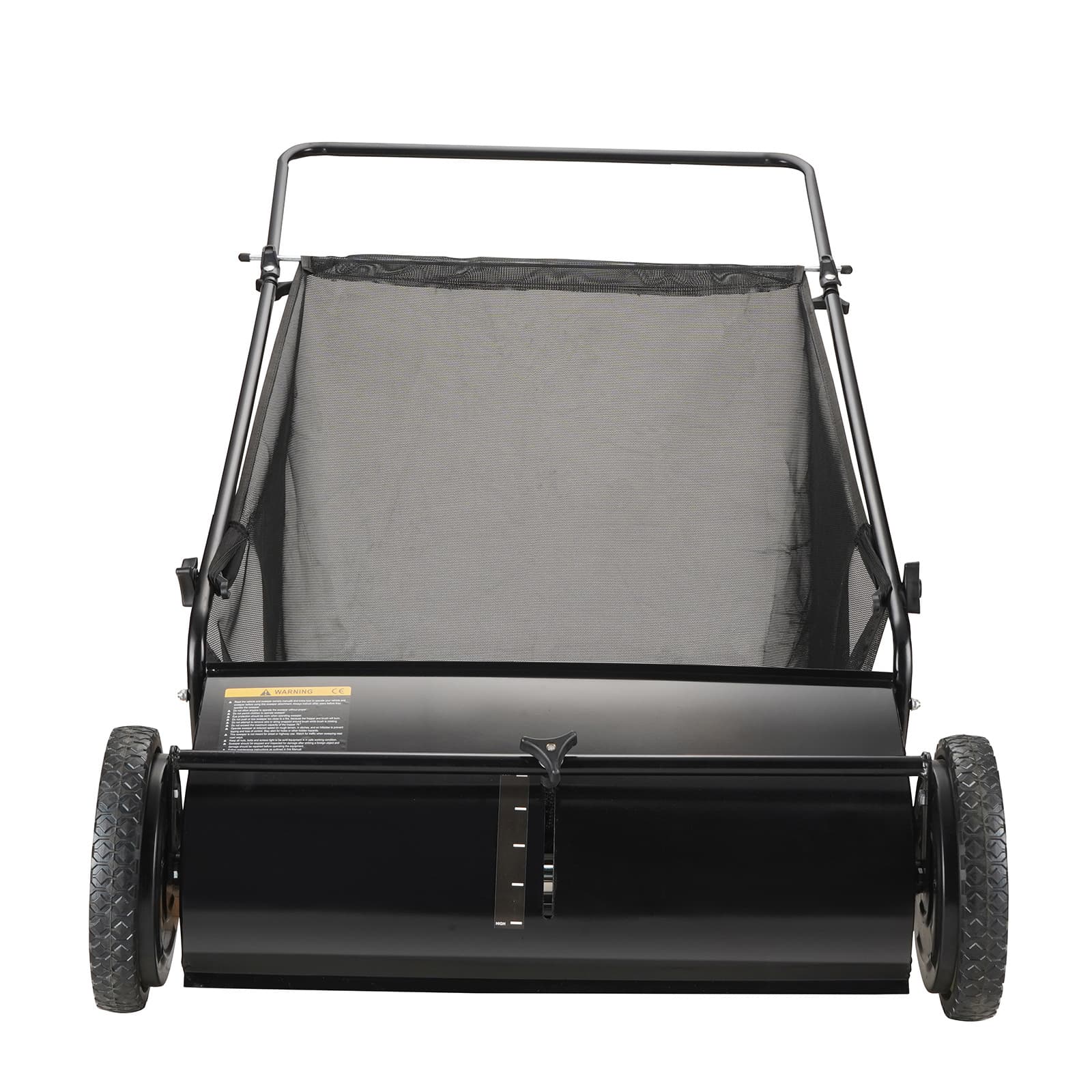 TEMU Vevor Push Lawn Sweeper, 66cm Leaf & Grass Collector, Strong Rubber Wheels & Heavy Duty Thickened Steel, Durable To Use With Large Capacity 198l Mesh Collection Bag, 4 Spinning Brushes