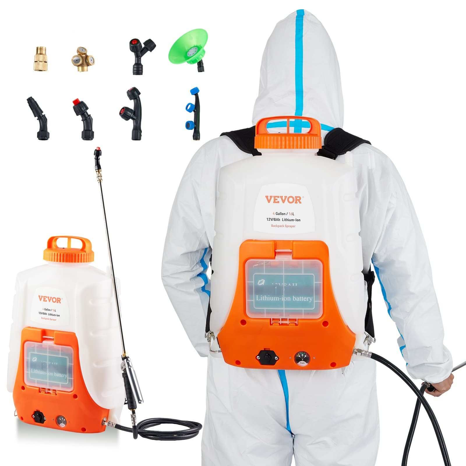 TEMU Vevor Battery Powered Backpack Sprayer 4 Gal Tank 0-90 Psi Adjustable Pressure