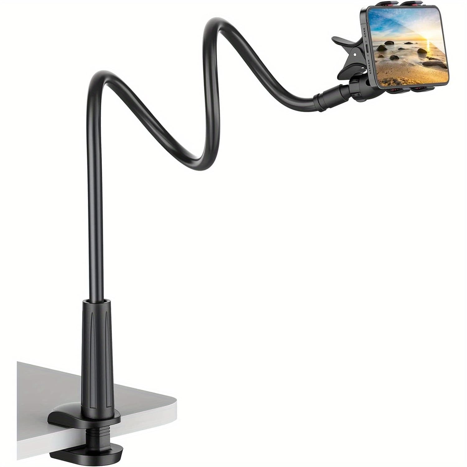 TEMU Bed Phone Holder, Flexible Long Arm Phone Mount For Desk, Clip Bracket Clamp Stand For 4.0-6.5'' Mobile Cell Phone Stand Document Camera