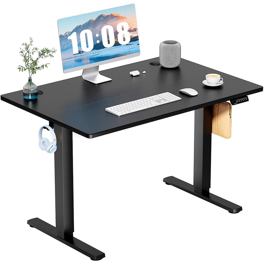 TEMU Idle Way Black/rust/oak/ Adjustable Height Standing Desk - 40 X 24 Inch Sit To Stand Up Desk With Splice Board, Rising Home Office Computer Table With 2 Hook And Wire Hole For Work