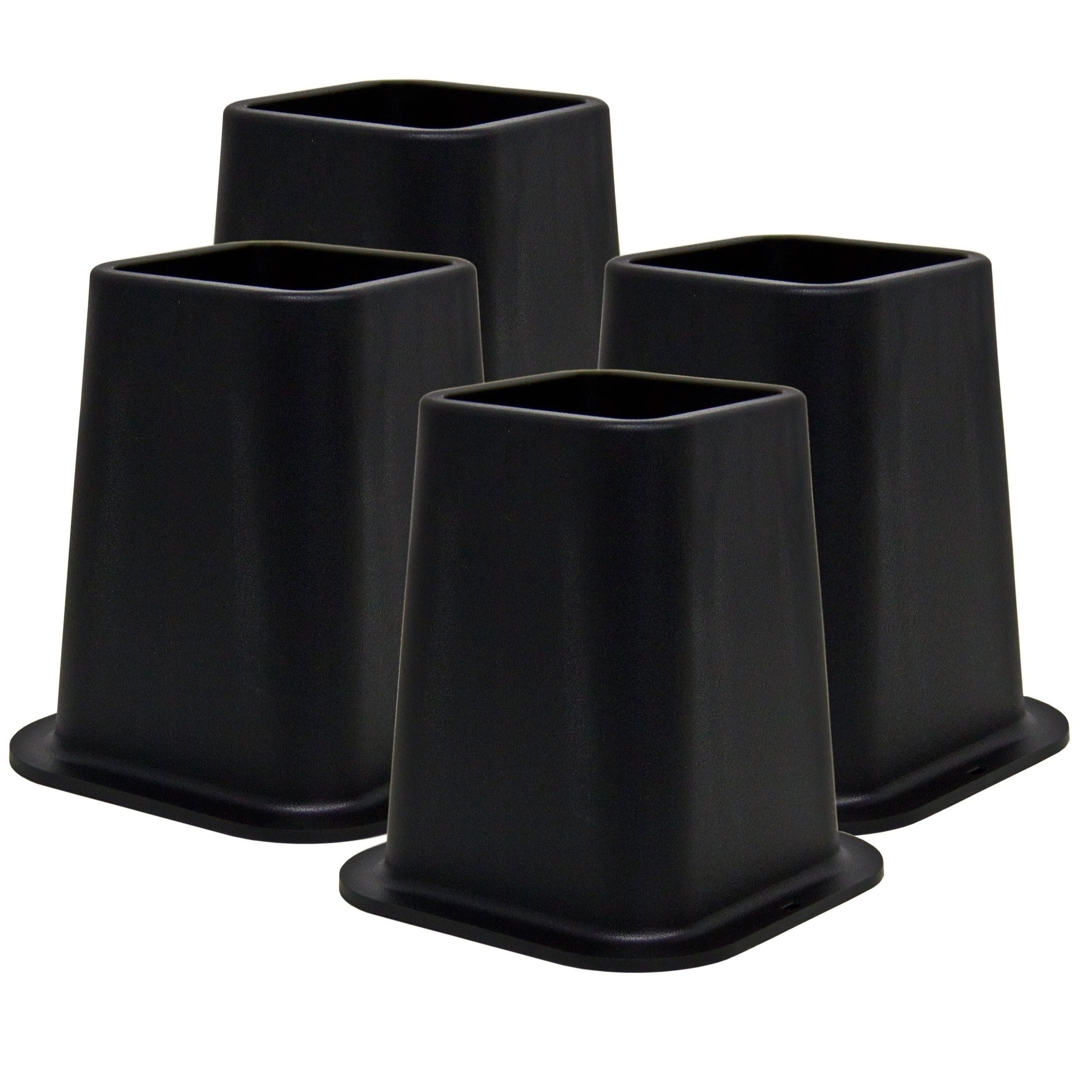 TEMU - Heavy Duty Bed Risers - Furniture Risers 6 Inch Heavy Duty Risers For Sofa & Table - Plastic Riser - Bed Lifts Risers - 4 Risers Furniture - Stackable Bed Lifts Risers - Black
