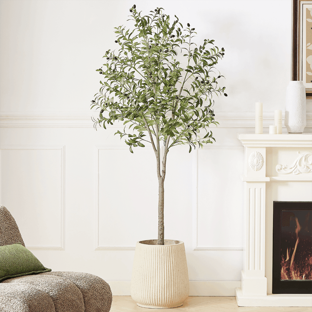 TEMU 6ft Artificial Olive Tree Thicken Trunk Indoor Tall Faux Plants Fake Tree For Room Kitchen Decor House Spring Summer Decoration