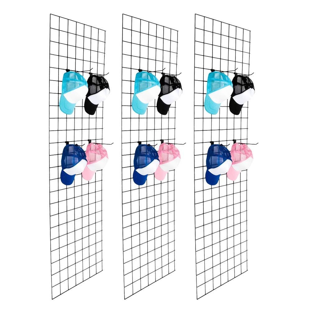TEMU 22‘’ X 71‘’ Wire For Retail Display , 5mm Wire, 140 Lbs Weight Capacity Grid Wall Display Rack, 3-pack Black