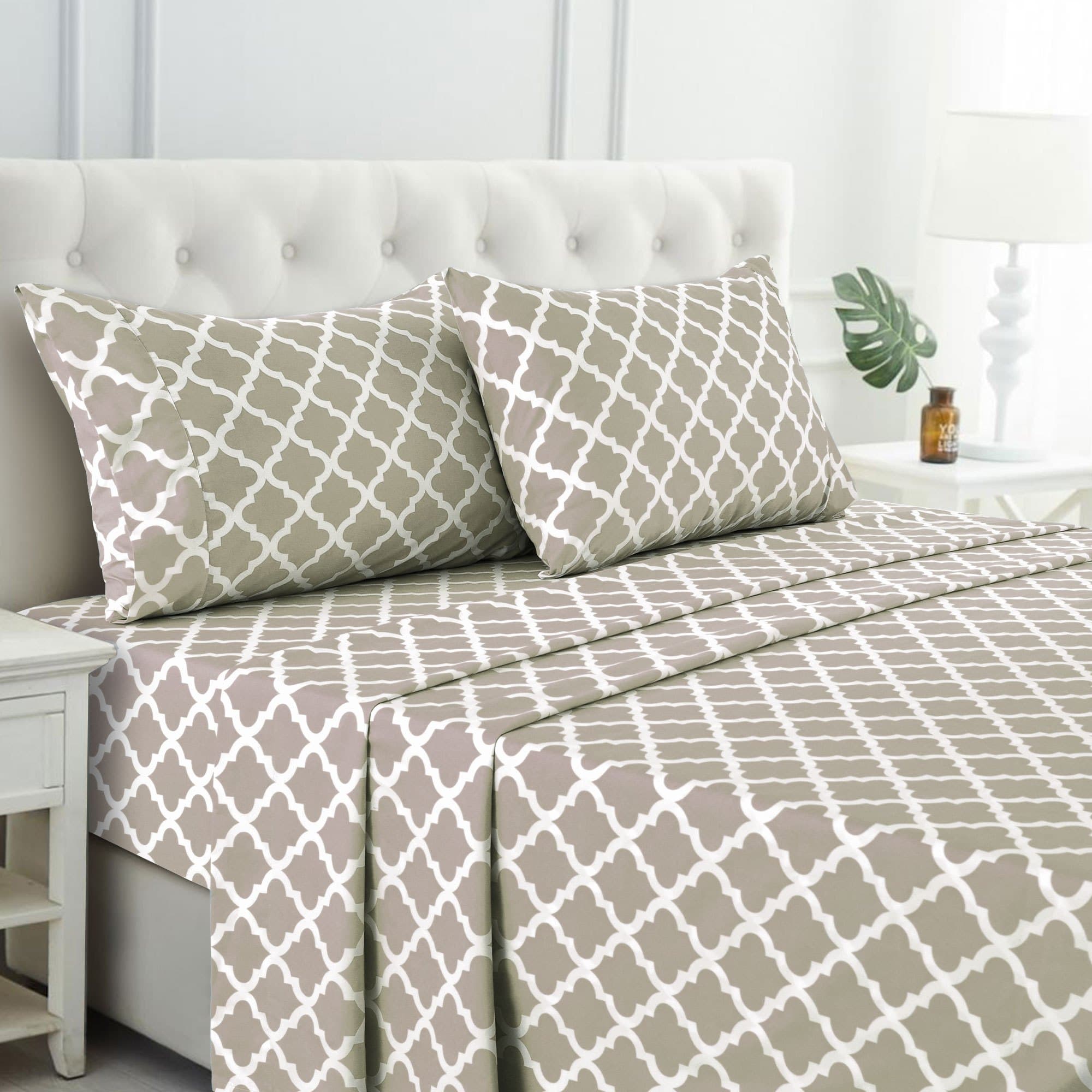 TEMU 4 Pieces Bed Sheets - Stylish Set - Hotel Friendly Cooling Sheets & Pillowcases Without Filler - With 16 Inches Deep Pocket - & Fade Resistant