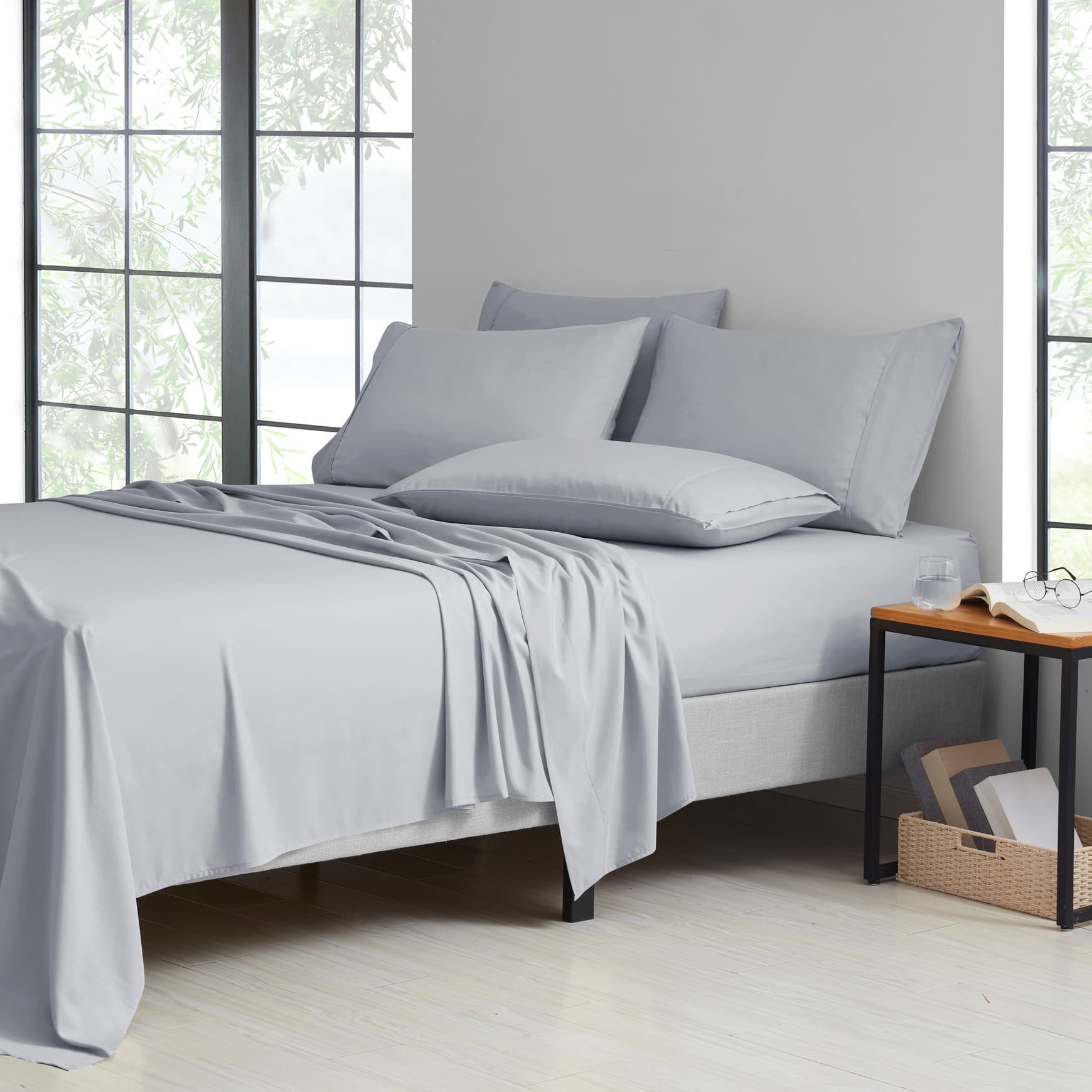 TEMU 2000 6 Piece Bamboo Sheet Set – Summer Satin Cooling, Deep Pocket, 6-pc , Bonus Pillowcases