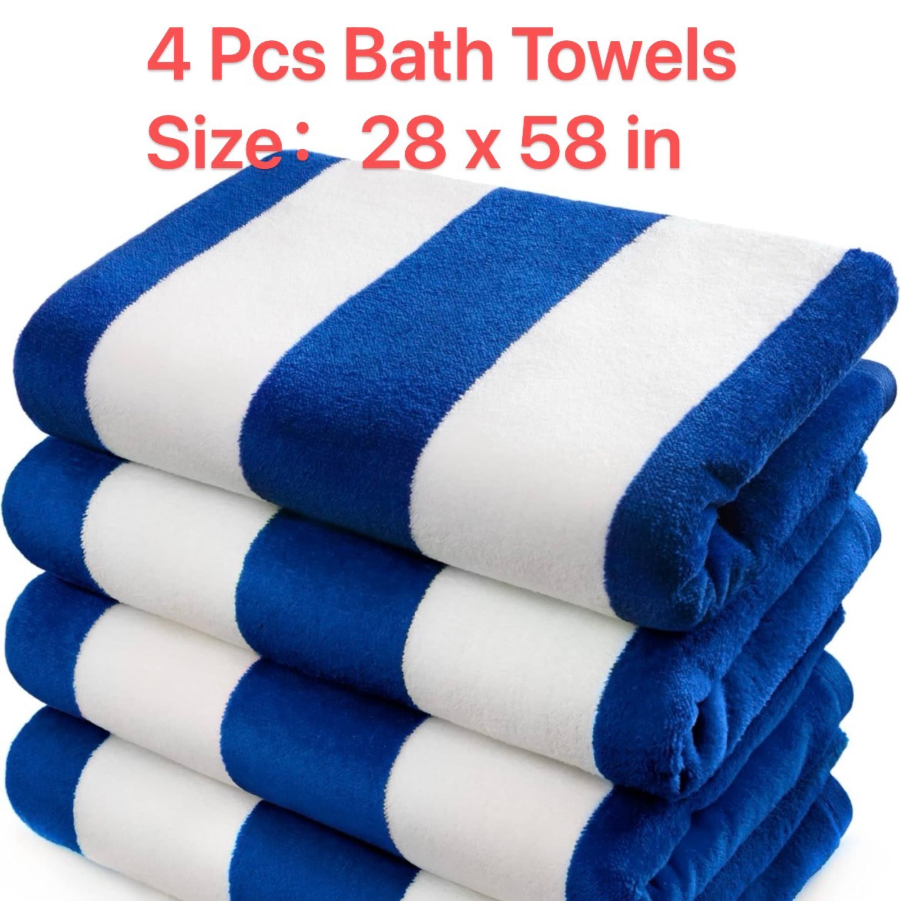 TEMU 4 Pack Beach Towel 28 X 58 Inch Cabana Stripe Bahamas Hotel Pool And Resort Style Absorbent Terry