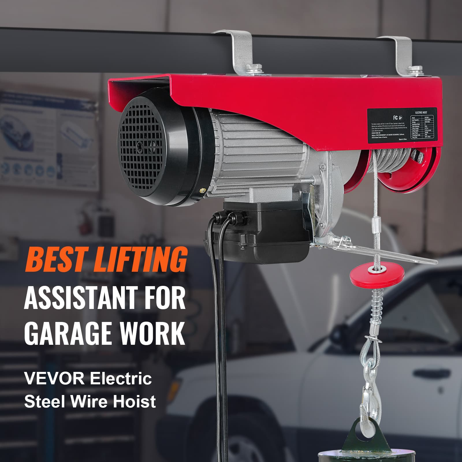TEMU Vevor Electric Hoist 1760lbs With 14ft Wired Remote Control, Electric Hoist 120 Volt With 40ft Single Cable Lifting Height & Pure Copper Motor, For Garage Warehouse Factory