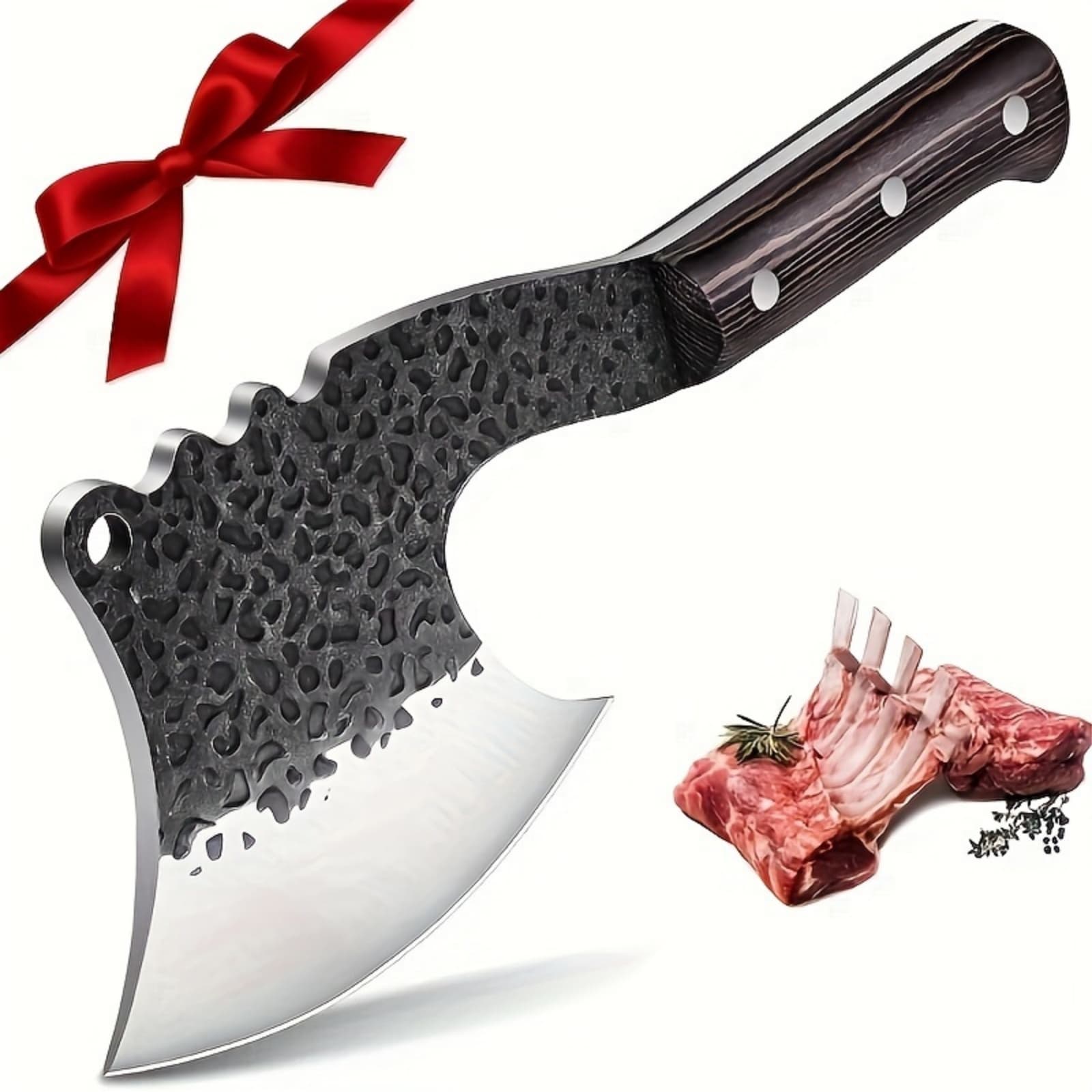 TEMU Meat Knife Heavy Duty High Carbon Steel Meat Knife Hand Knife Meat Knife With Cover For Kitchen Outdoor Bbq - Fathers Day Gifts