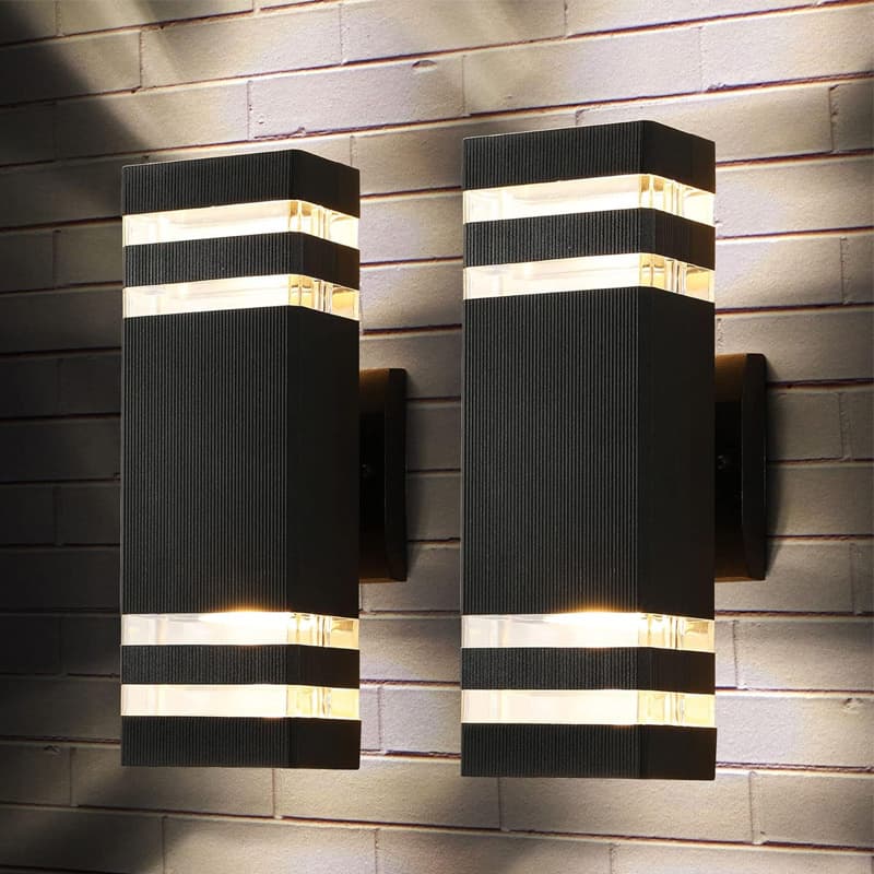 TEMU 2pcs And Down Outdoor Wall Lights, Modern Black Exterior Light Fixture Aluminum Porch Lights Outdoor Wall Mount Lamp For House Porch Garage, 3000k Warm White