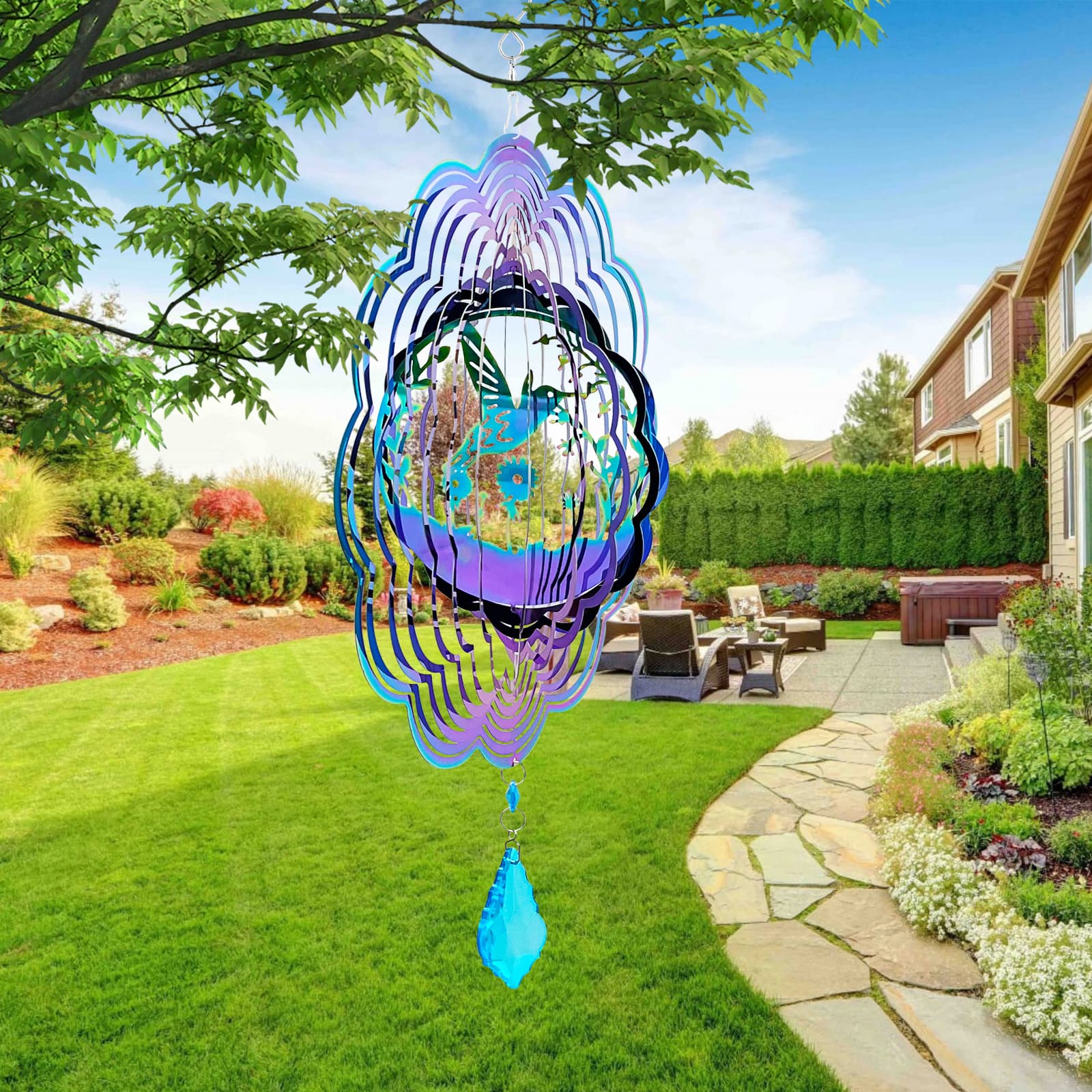 TEMU Wind Spinner, Hanging Wind Sculptures,wind Spinners For Yard And Garden Decor,yard Decorations Outdoor,hanging Art Ornaments For Garden Yard Balcony Decor (hummingbird)