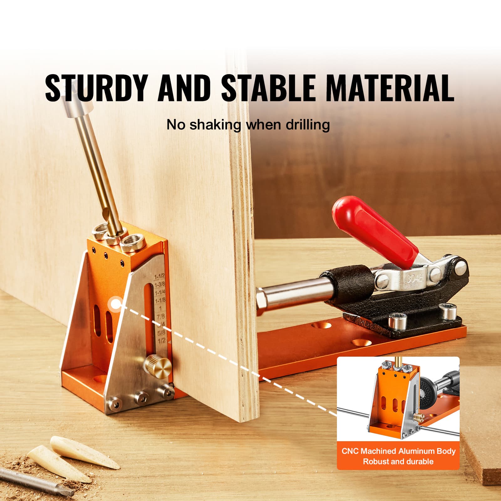 TEMU Vevor 30 Pcs Pocket Hole Jig Kit, Adjustable & Pocket Hole Jig System With Step Drills, Drill Stop Rings, Wrenches, And Square Drive Bits, Dual Scale Marks For Diy Carpentry Projects