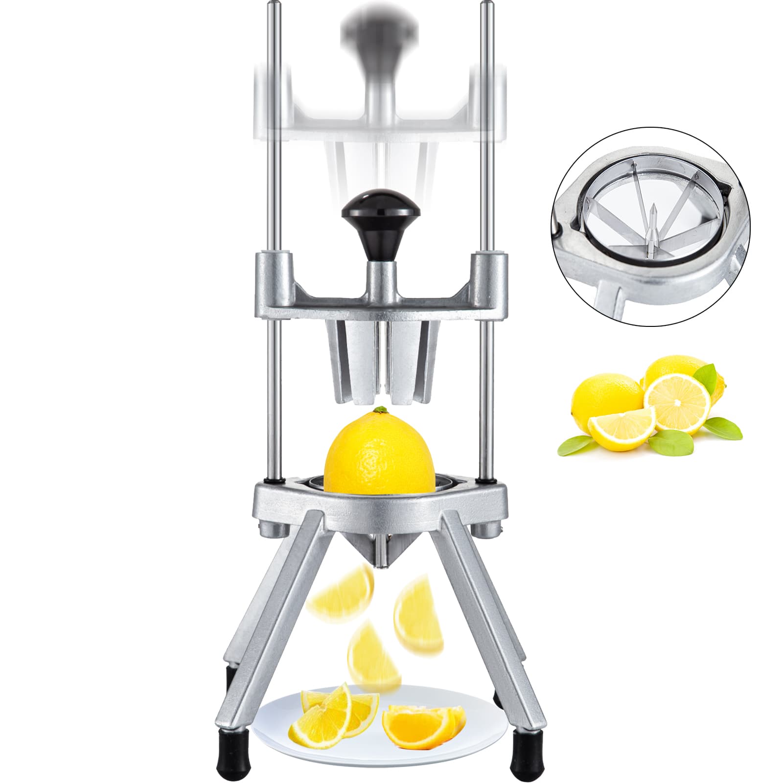 TEMU Vevor 6-section Commercial Easy Stainless Steel Blade Fruit Lime , Lemon Cutter For Home Bar Restaurant