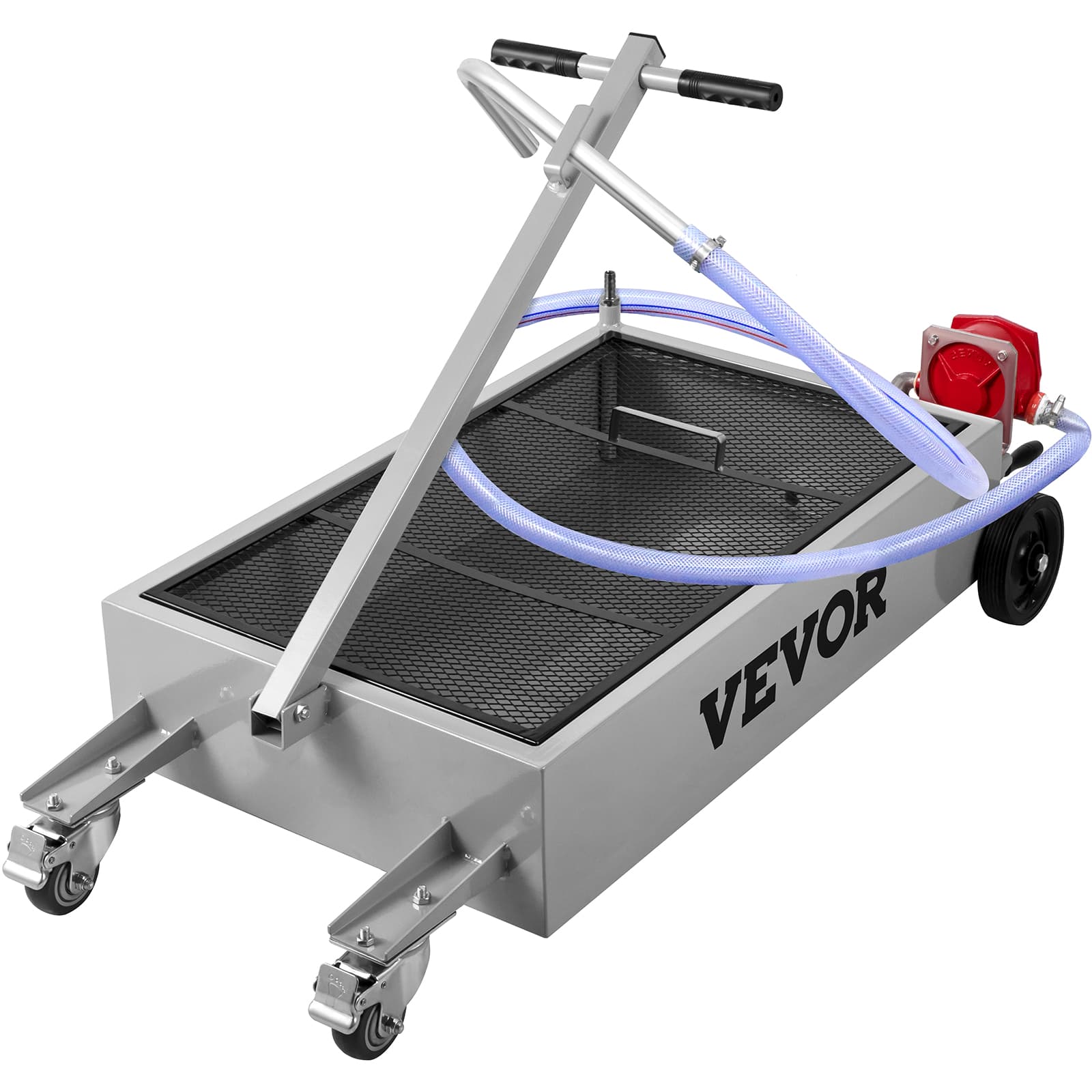 TEMU Vevor Oil 15 Gallon Oil Drain Tank, 57l Low Profile Oil , Large Capacity Oil Change Pan, Foldable Hand, With Pump, Hose, Swivel Casters Wheels For Car, Suv, Trucks Oil Draining
