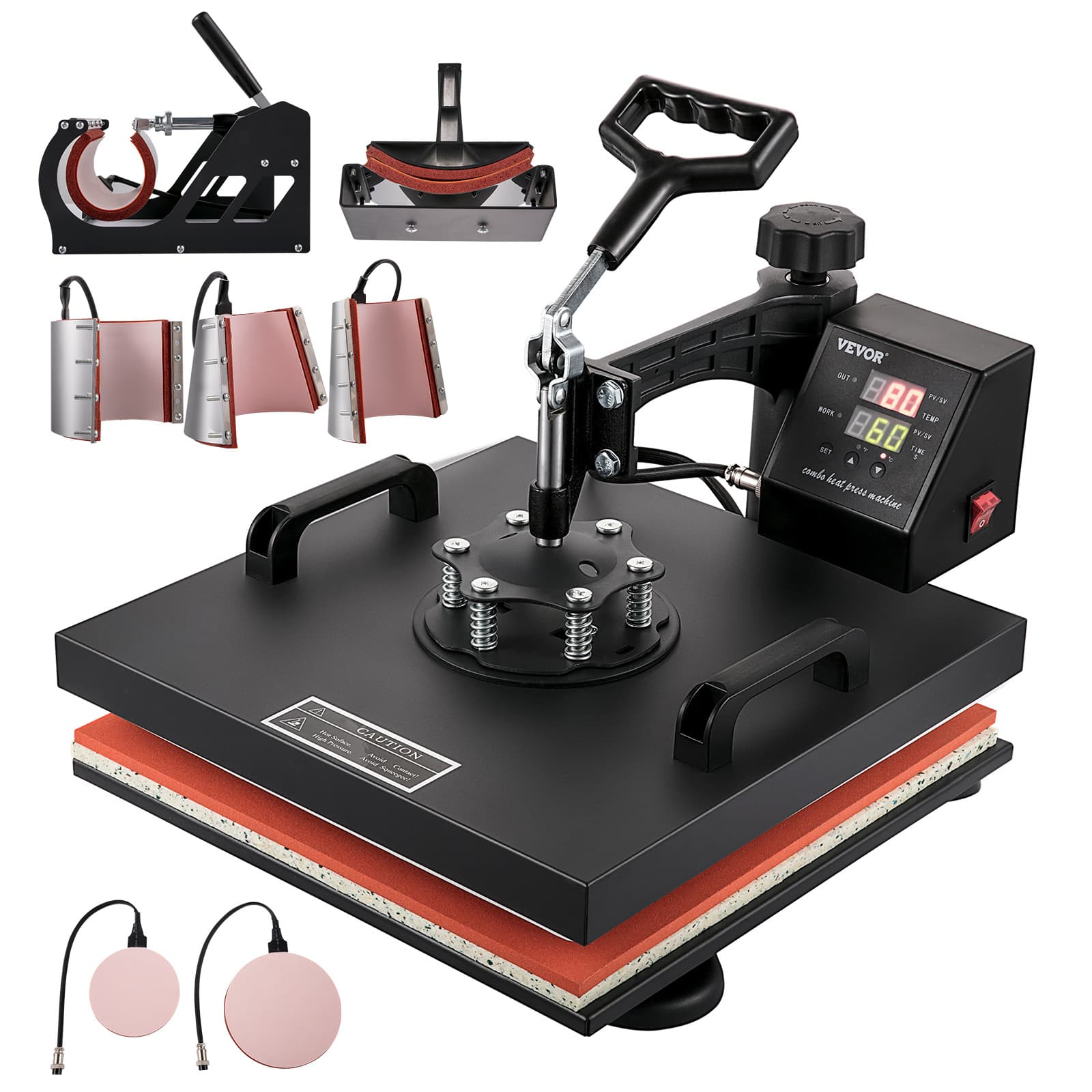 TEMU Vevor Heat Press 15x15 Inch 8 In 1 Heat Press Machine Digital Multifunctional Sublimation Heat Transfer Machine Dual Led Display 360 Degree Rotation For Printing T Shirts Hat Mug Plate