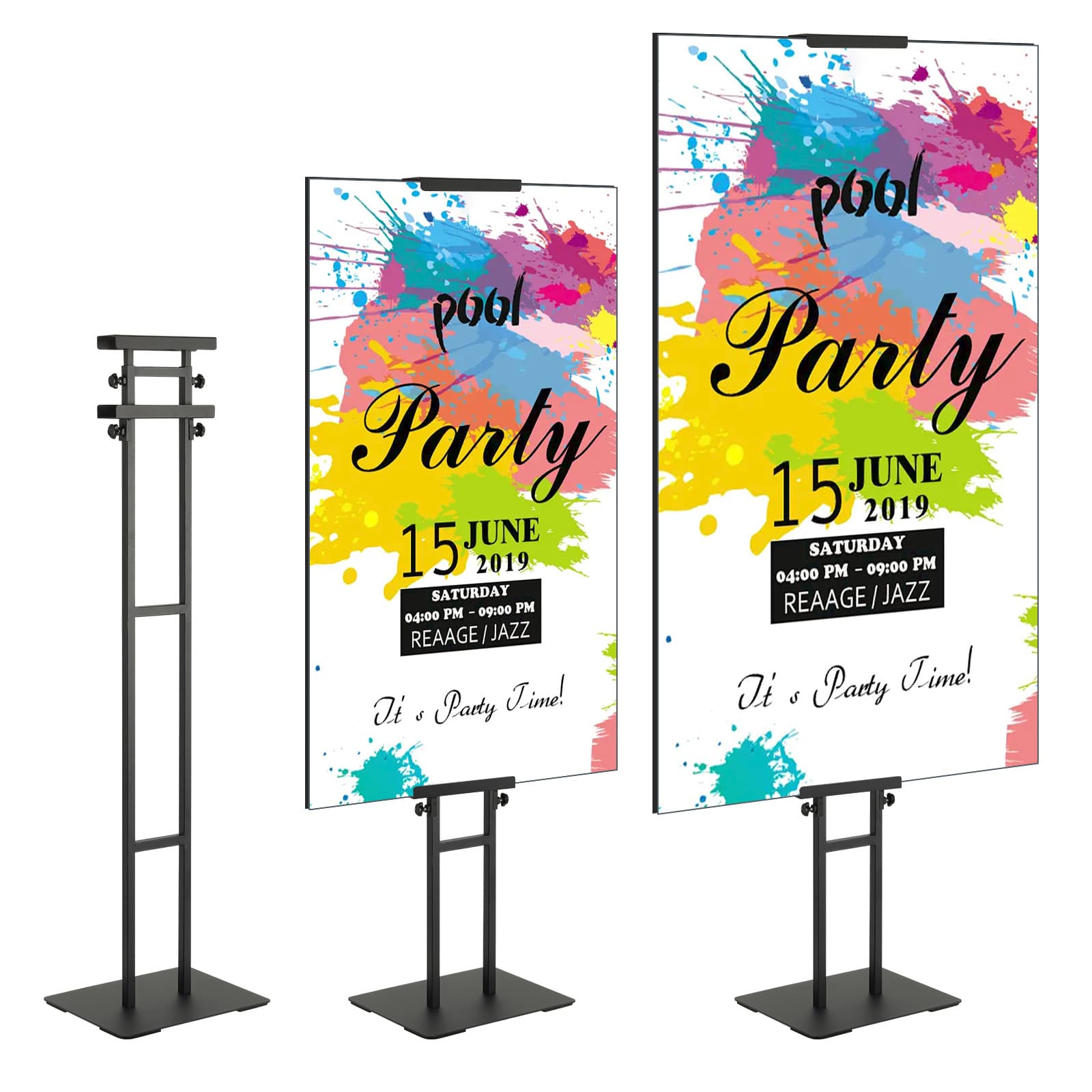 TEMU Vevor Poster Stand, Adjustable To 75", Double-sided Heavy Duty Pedestal Sign Holder, Floor Standing Sign Holder Banner Stand With Shock-absorbing Base For Display, For Board And Foam, Black