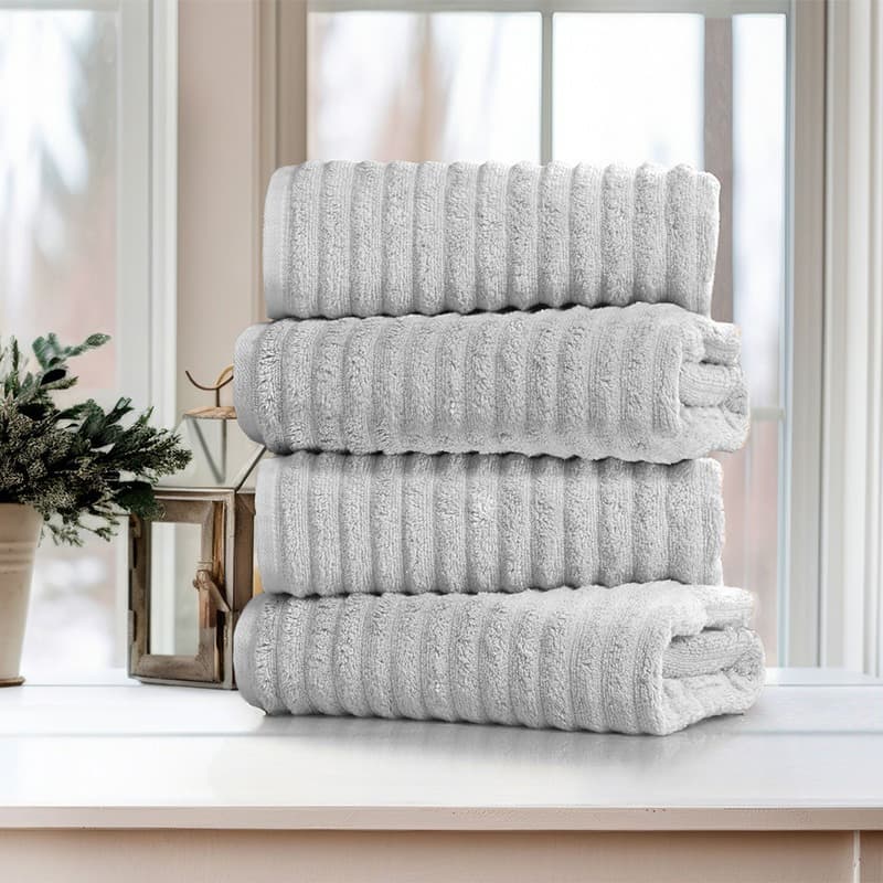 TEMU 4-pack Ribbed Bath Towel Set In (27" X 54") - , Absorbent, And Durable