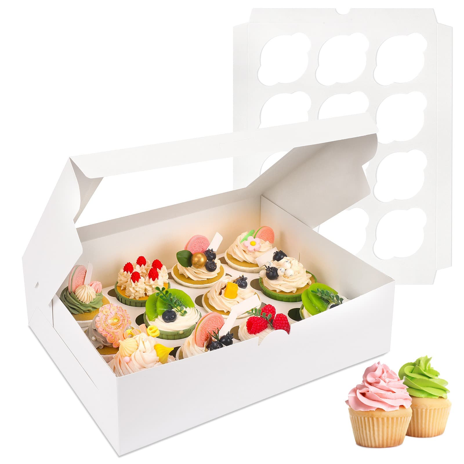 TEMU Whonline 40 Pcs Boxes With Window, 10 X 13 X 3.5 Inches, White Treat Boxes , Strawberries, Macarons, For Birthday Party, Wedding And Father's Day