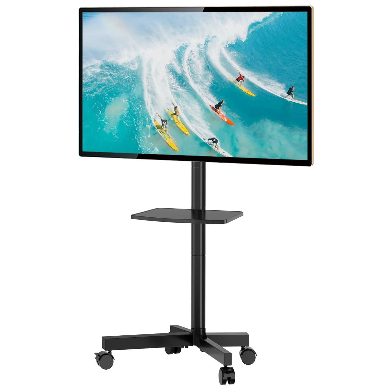 TEMU 5rcom Mobile Rolling Tv Cart With Locking Wheels For 23-60 Lcd Led Flat Screen/curved Screen Tvs Vesa 400x400mm, Adjustable Rolling Portable Floor Stand Tv Trolley To 88lbs