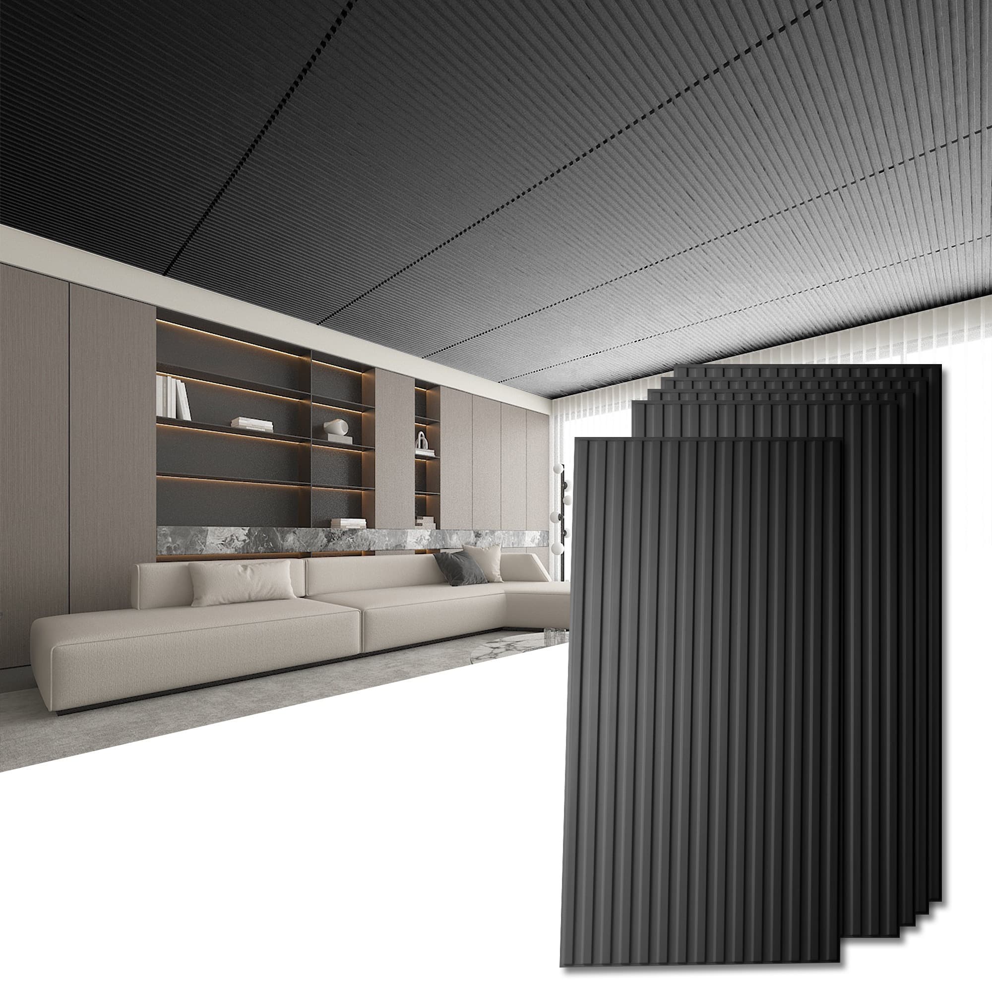 TEMU -sheet Slat Design 3d Wall Panels For Interior Wall Decor, 2x4 Ft Pvc Decorative Drop Ceiling Tiles