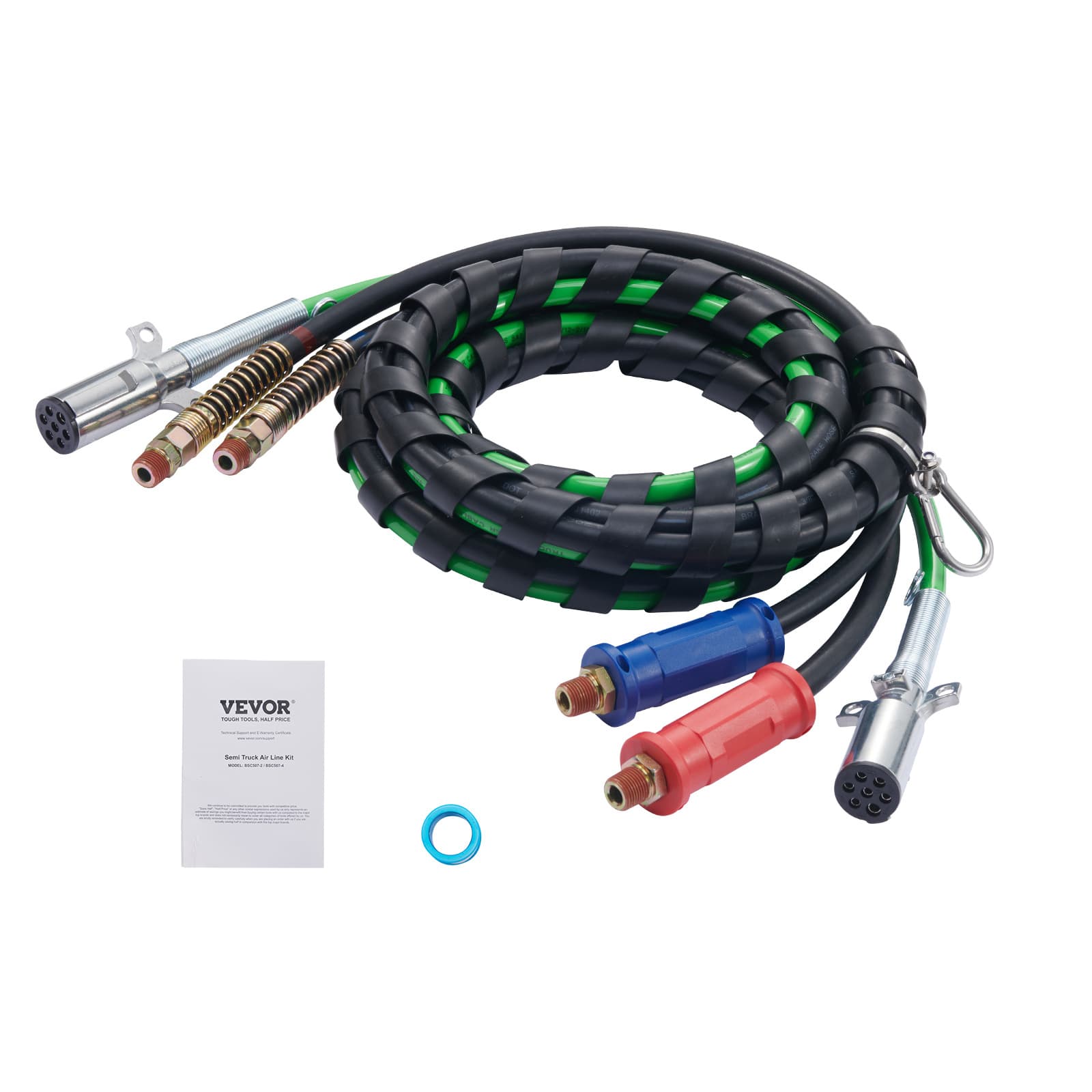 TEMU Vevor 12ft Semi Truck Air Lines Kit 3-in-1 Air Hoses & 7-way Plug Abs