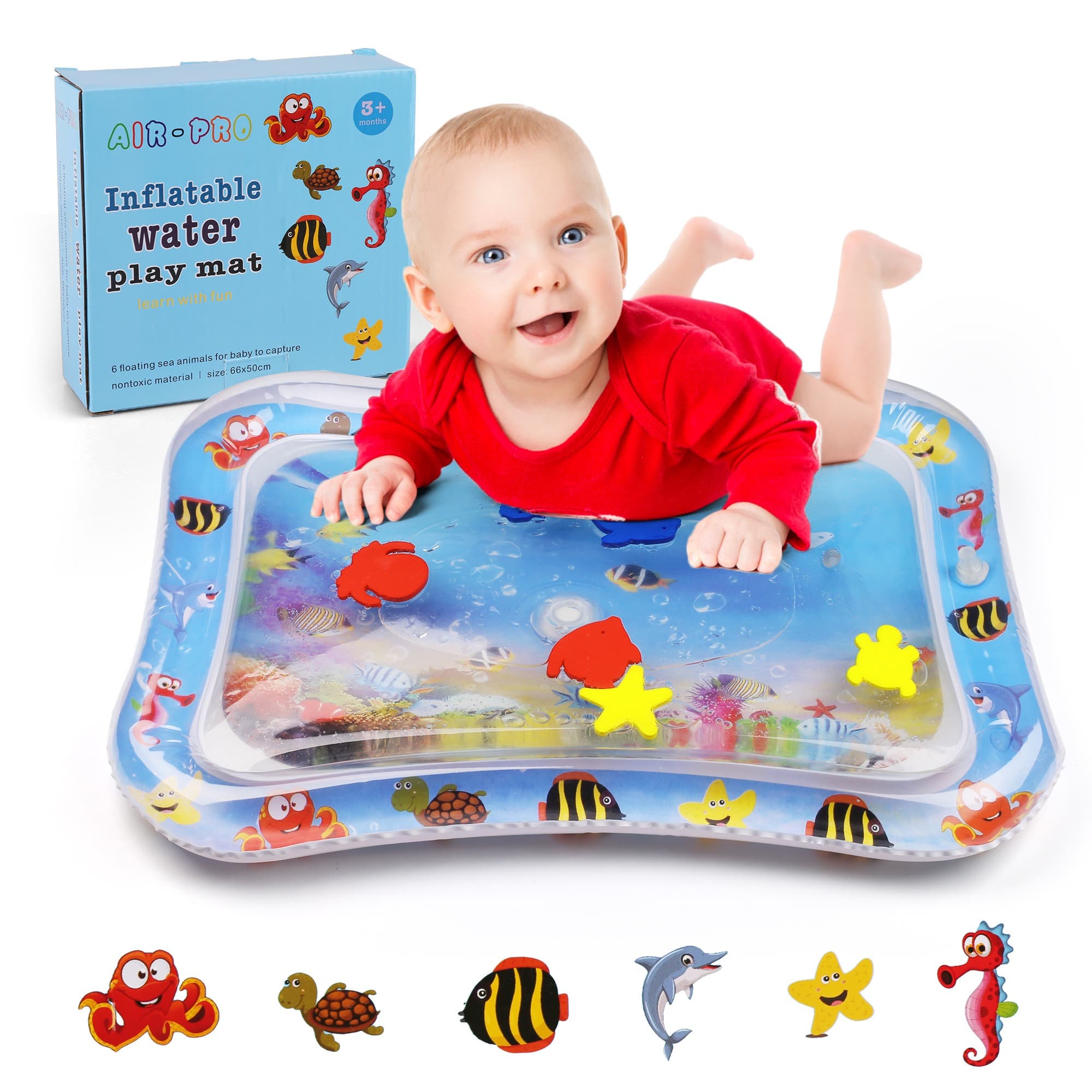 TEMU Pink/blue Tummy Time Water Mat With Gift Box For Infants Toddlers Baby, 26x20 In,inflatable Water Play Mat For Baby Infants Toddlers Toys Christmas Gift