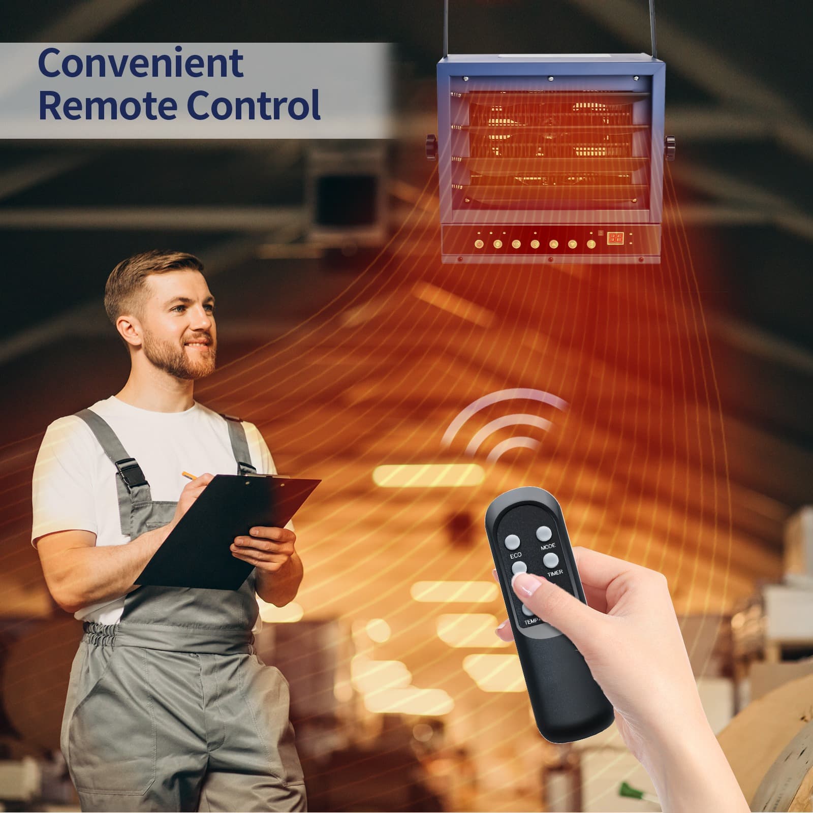 TEMU 7500w 240v Heater, Digital Fan-forced Ceiling Mount Shop Heater With Full-function Remote, Hardwired Heater With 12-hour Timer, Ideal For Workshop