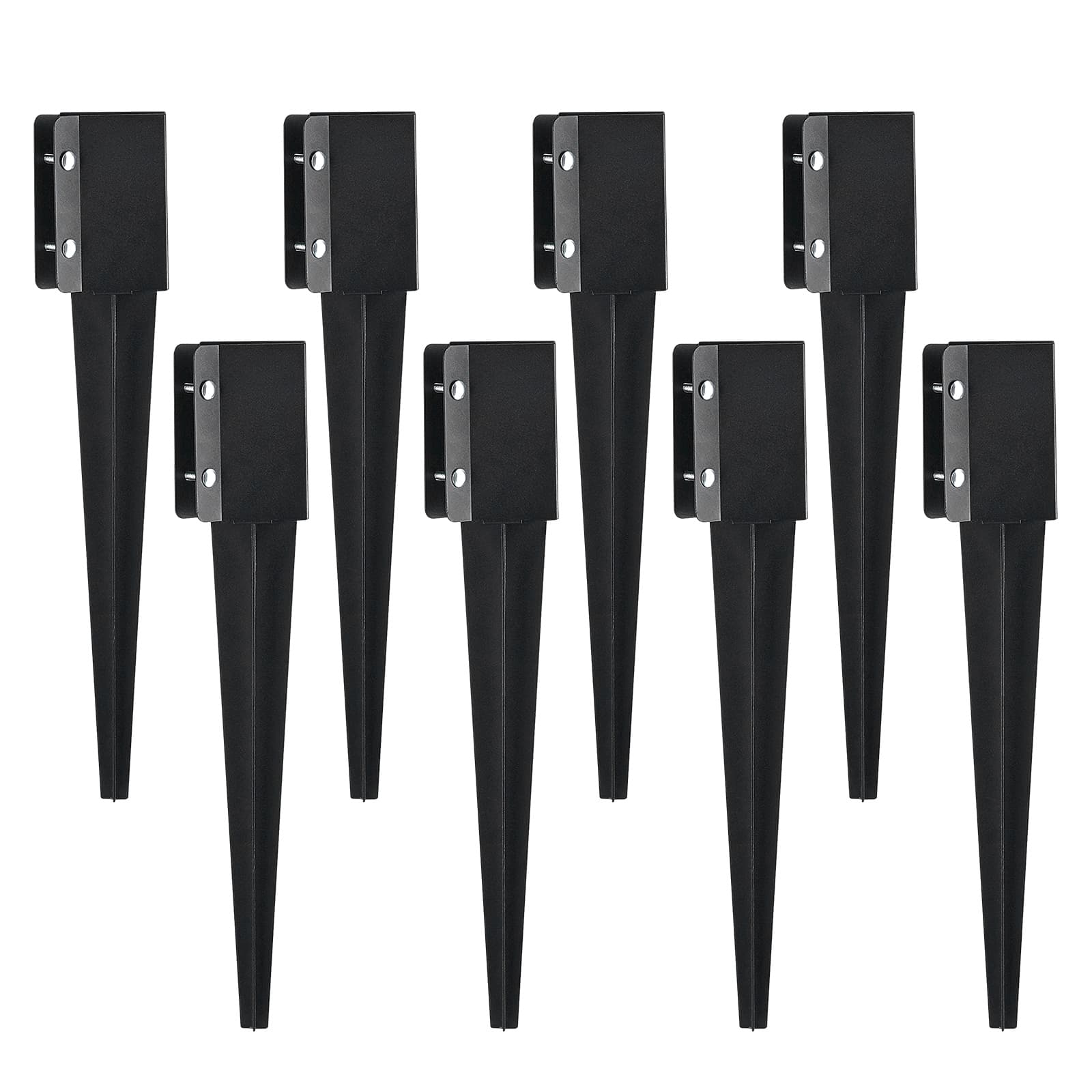 TEMU Vevor Fence Post Anchor Ground Spike, 8 Pack 24 X 4 X 4 Inches Outer Diameter (inner Diameter 3.5 X3.5 Inches), Metal Black Powder Coated Post Stake Ground, For Mailbox Deck Garden Railing